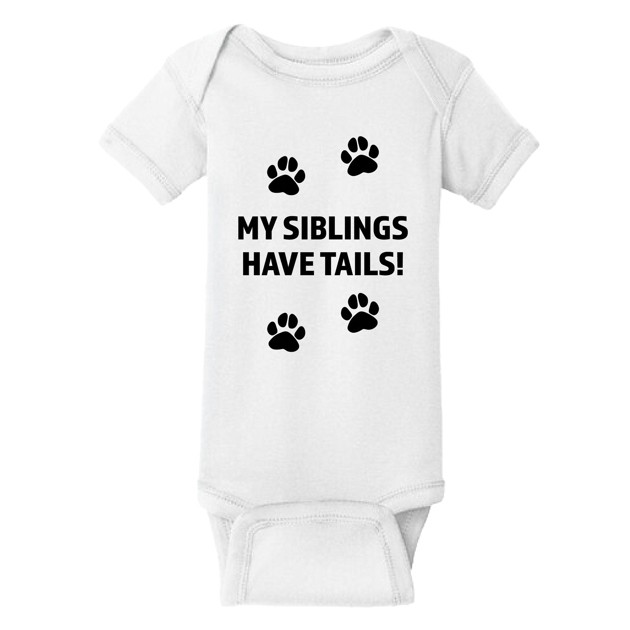 My Siblings Have Tails Baby Short Sleeve Bodysuit 6-12 mos White