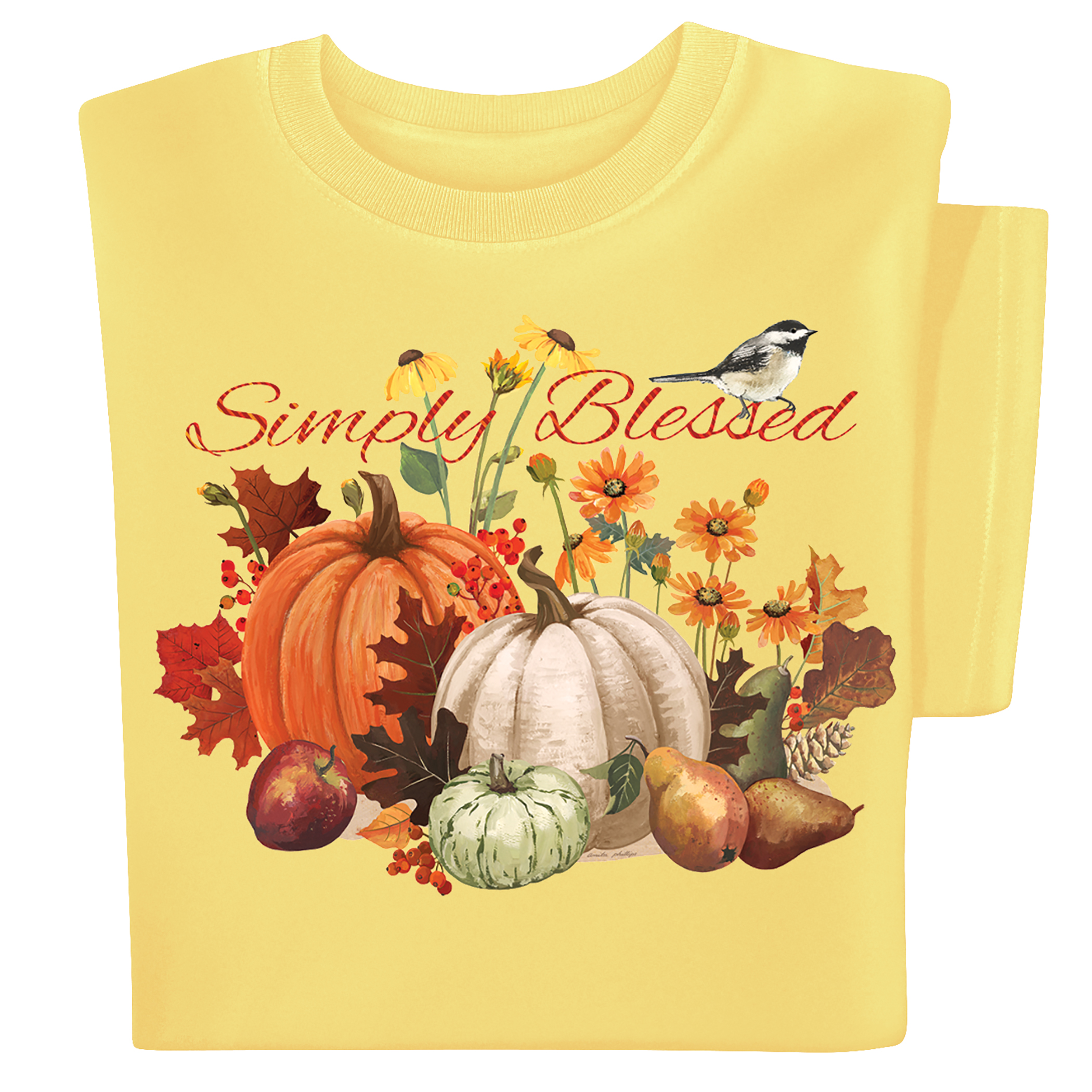 Simply Bless Fall Harvest Short Sleeve Graphic T-Shirt XX-Large Pumpkin Cornsilk