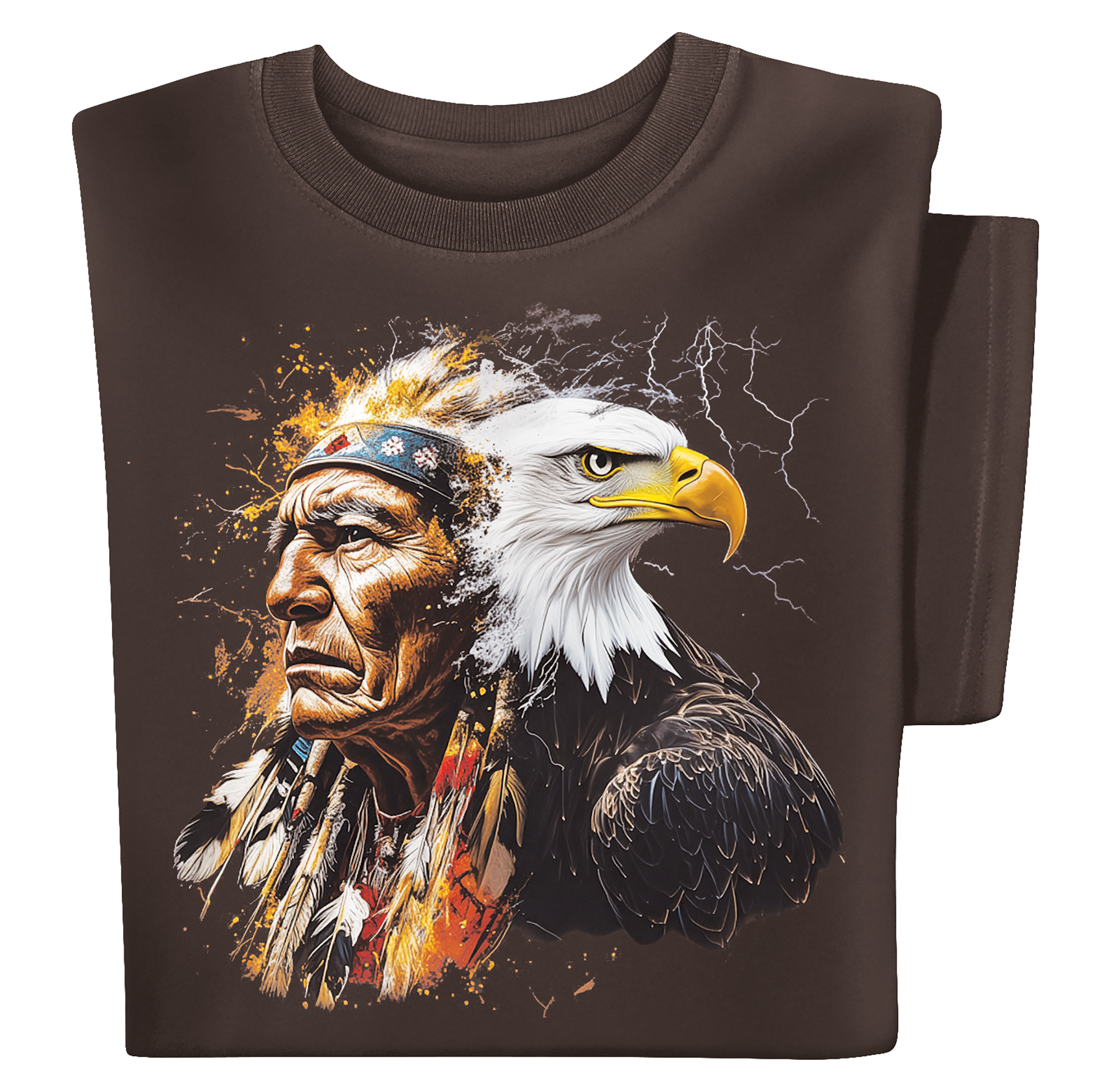 Eagle Chief Short Sleeve Graphic T-Shirt Large Gender Neutral Bird Chocolate Brown