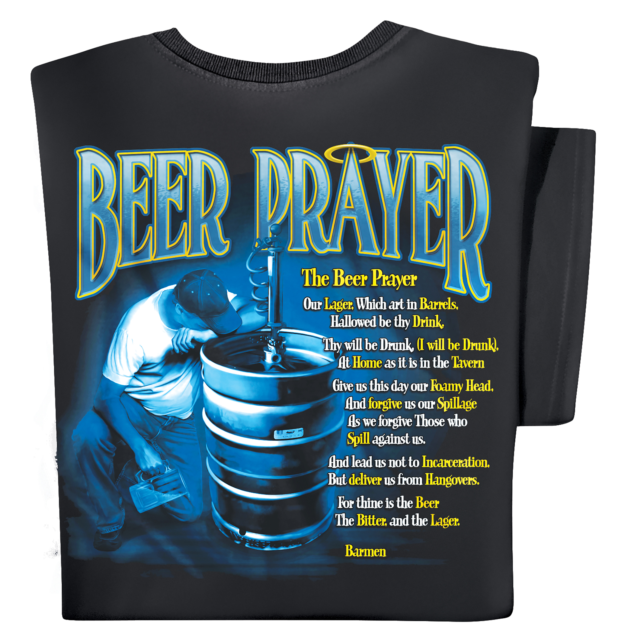 Funny Beer Prayer Short Sleeve Novelty Graphic Tee X-Large Graphic Black