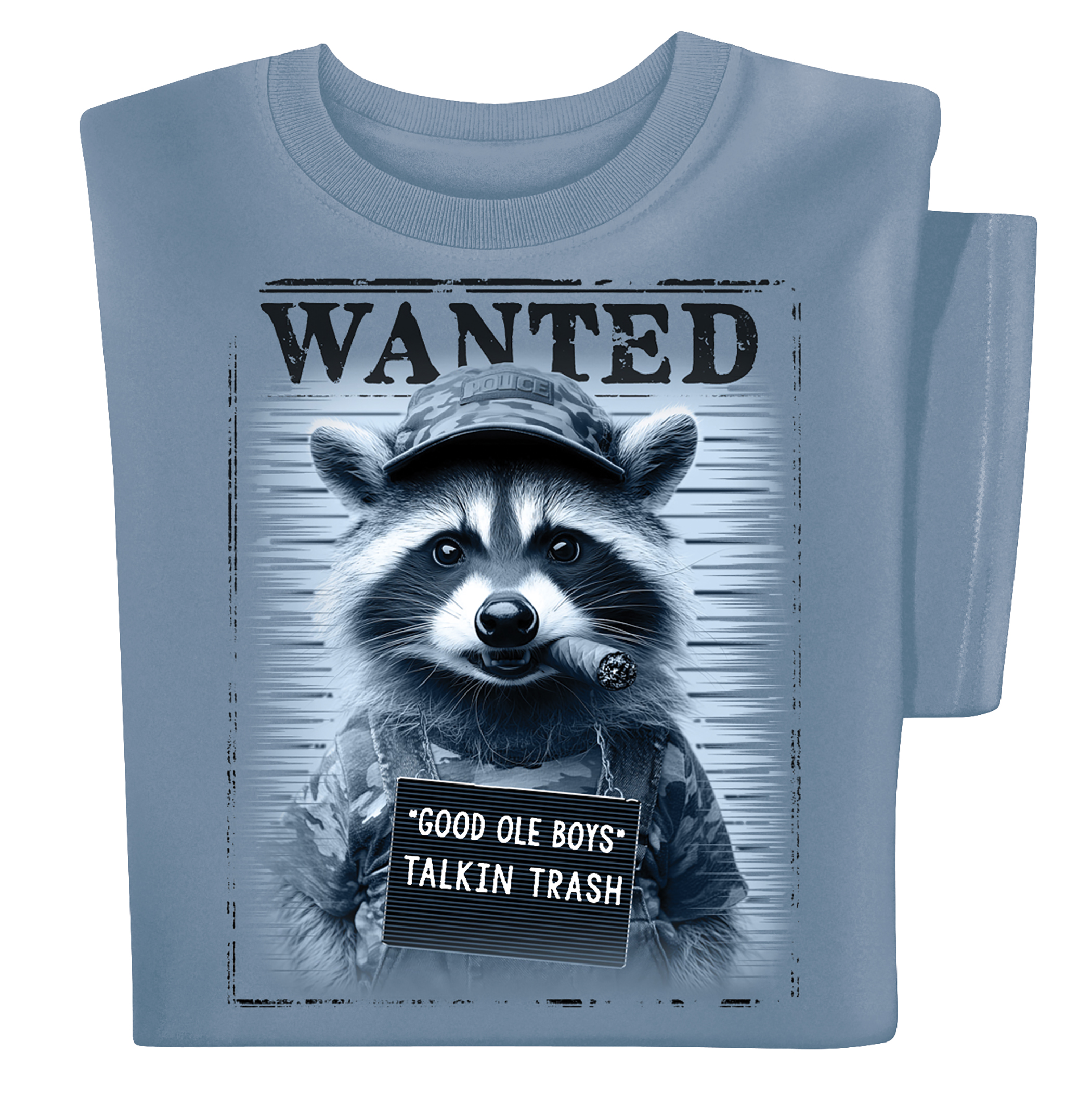 Wanted Raccoon Short Sleeve Graphic T-Shirt Medium Slate