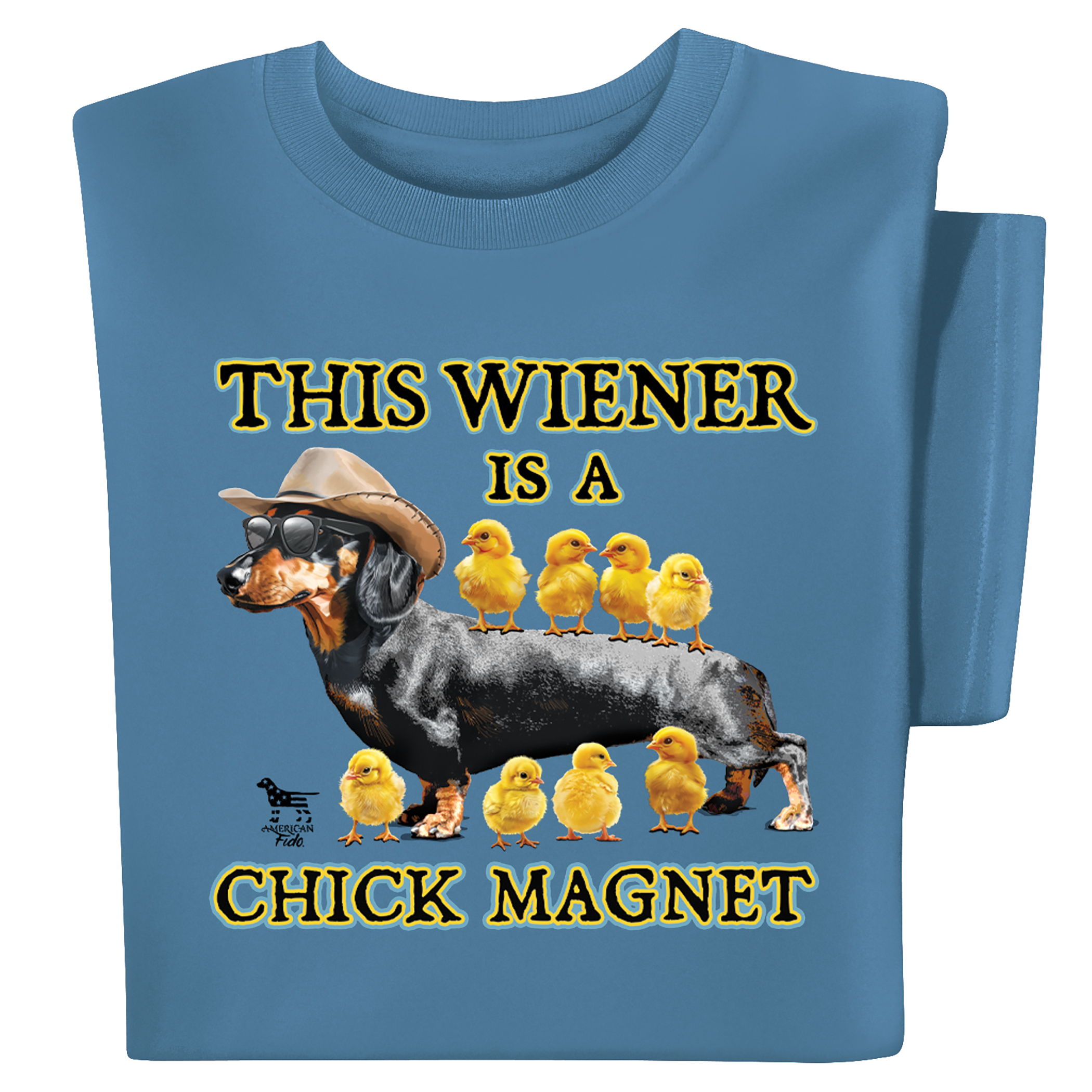 Hilarious This Wiener is a Chick Magnet Short Sleeve Graphic Tee X-Large Indigo Blue
