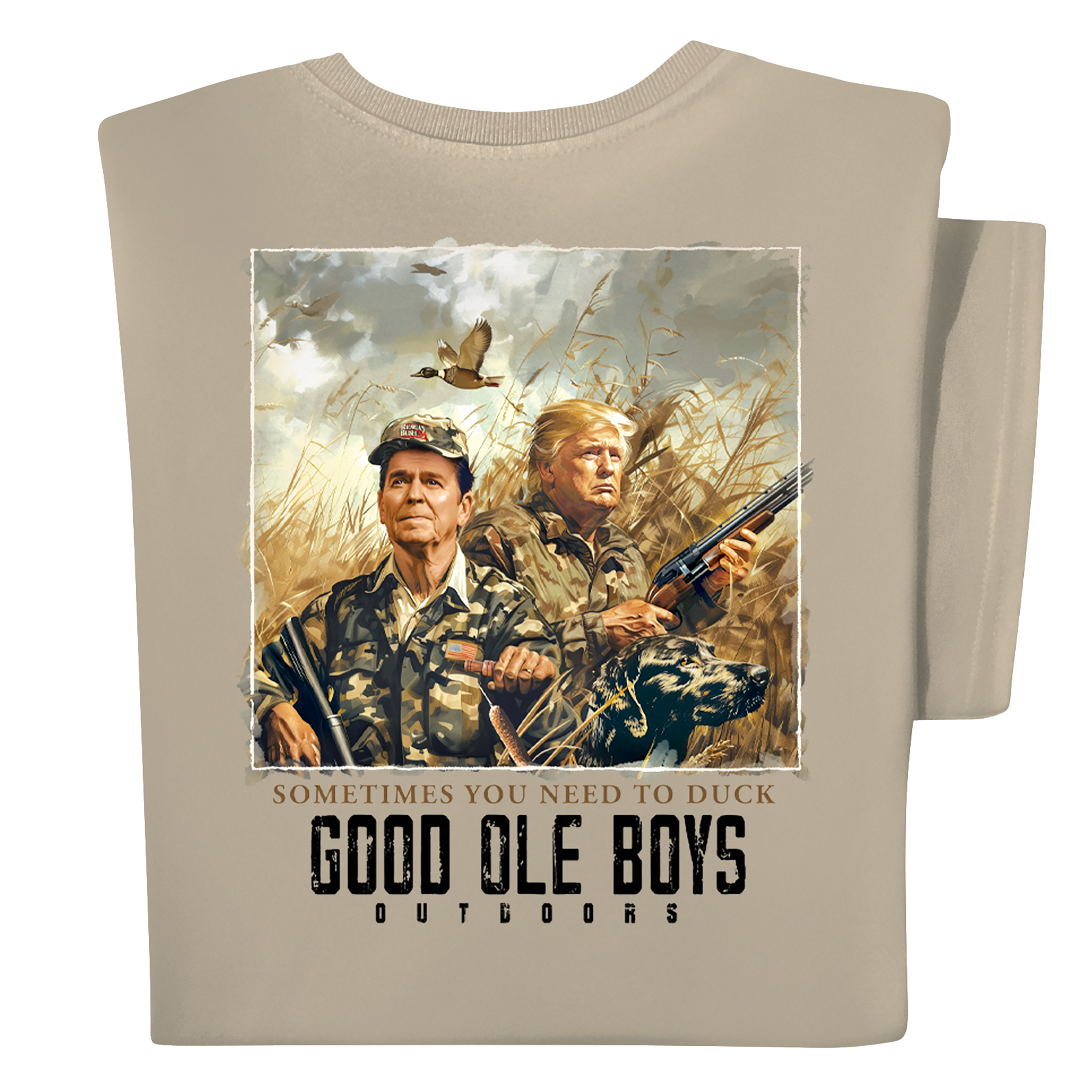 Trump & Reagan Hunting Short Sleeve Graphic Tee Medium Sand