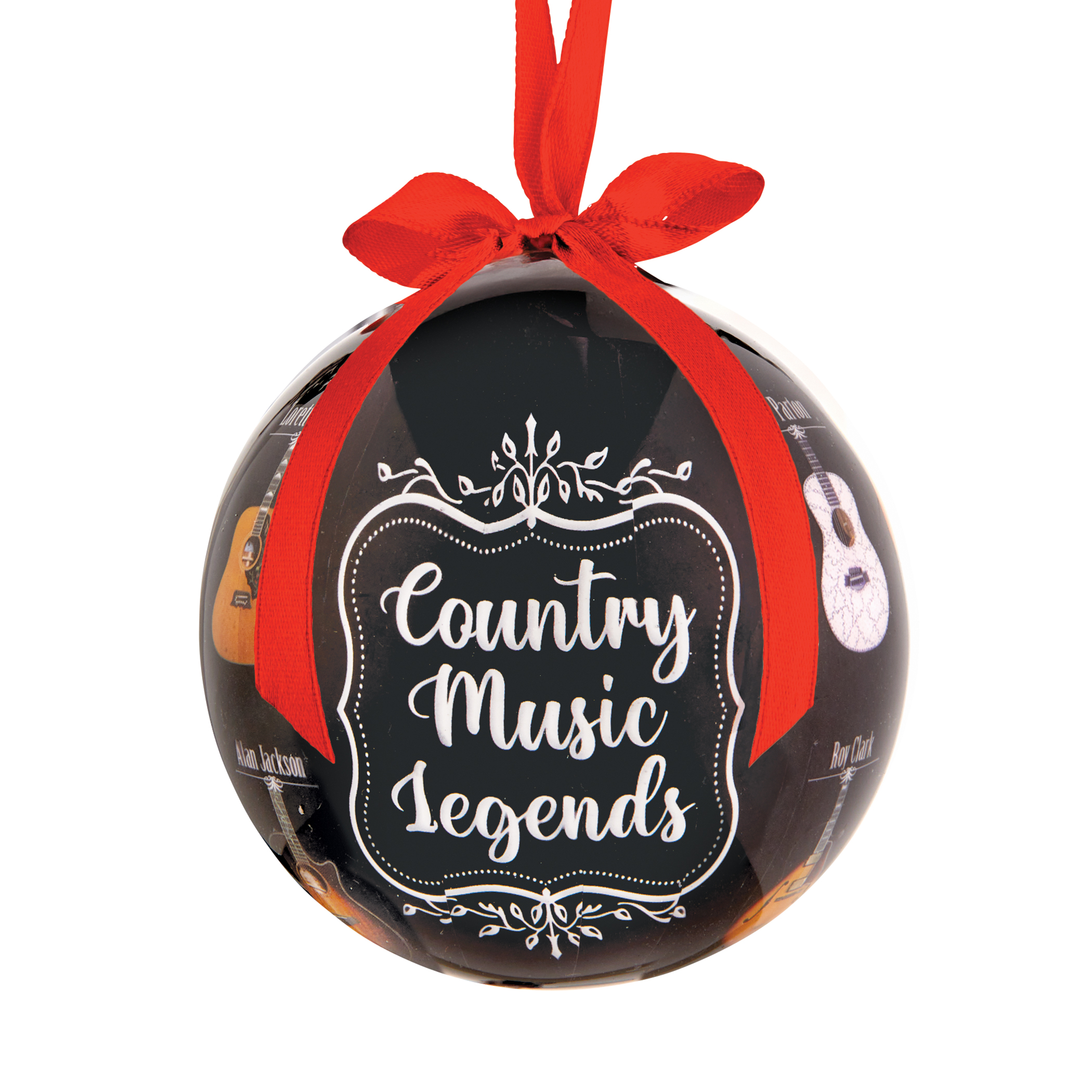 Country Music Legends Guitars Christmas Ornament Black