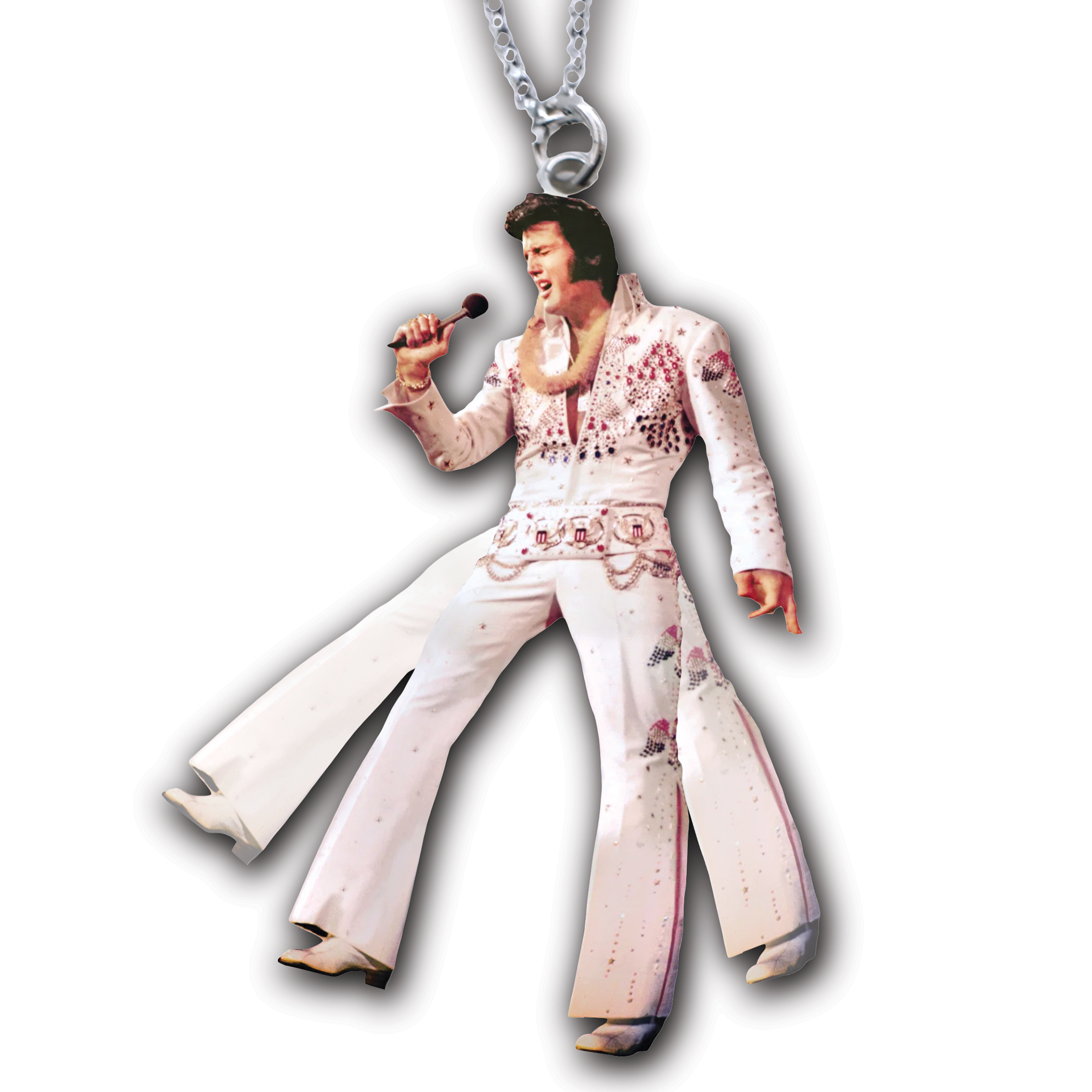 Elvis Presley Swinging Legs Stainless Steel Necklace White