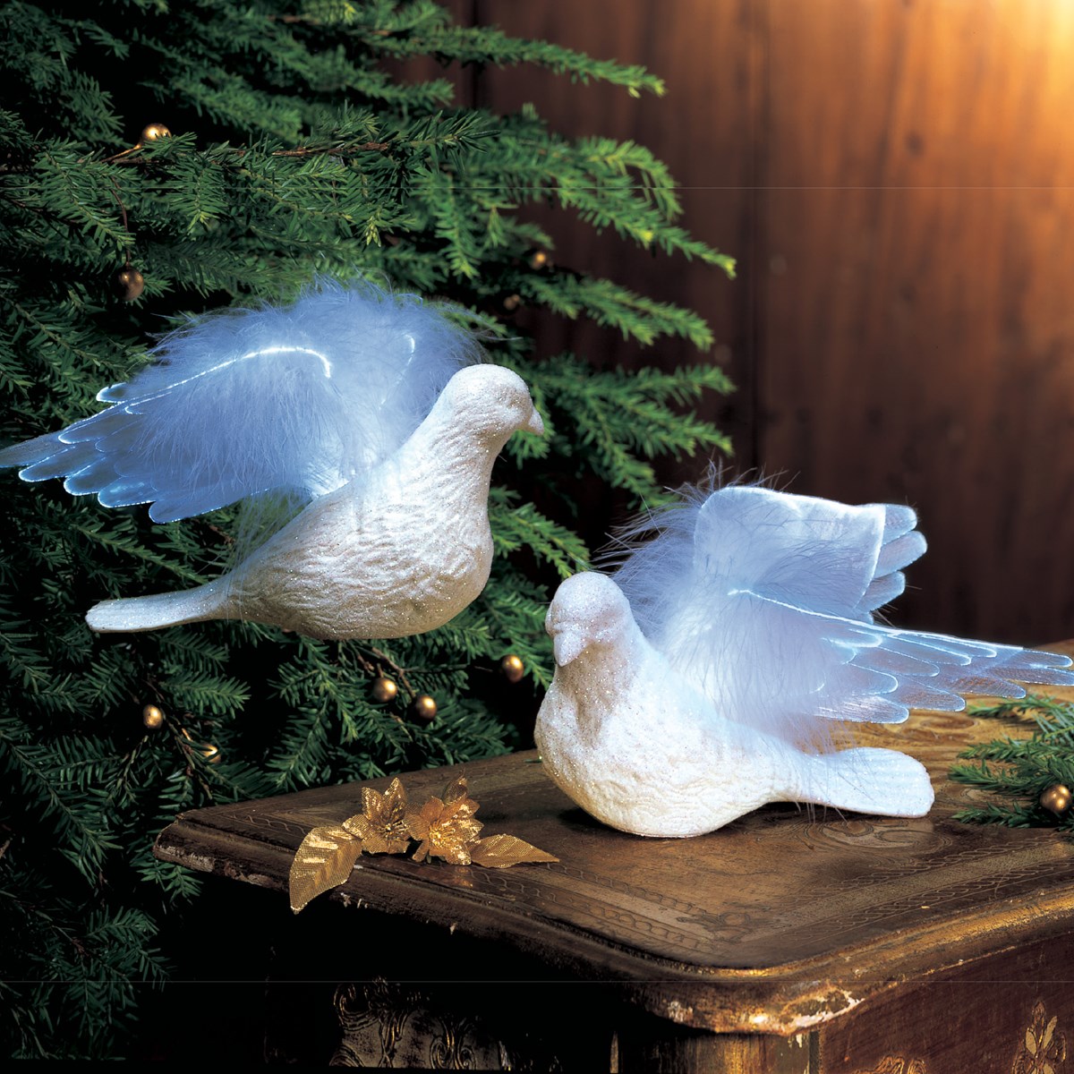 Fiber Optic Doves of Peace Figurines Set of 2 Collections Etc.