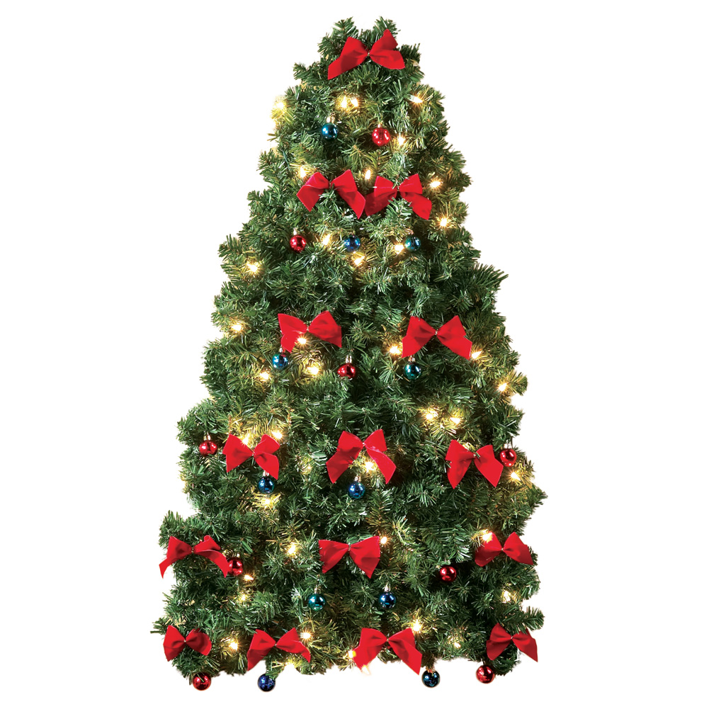 Lighted Christmas Wall Tree with Bows