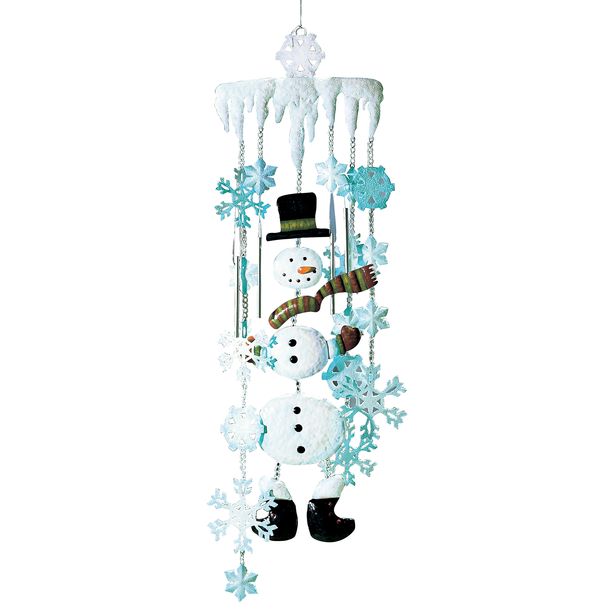 Winter Snowman Holiday Garden Windchimes Accordion White
