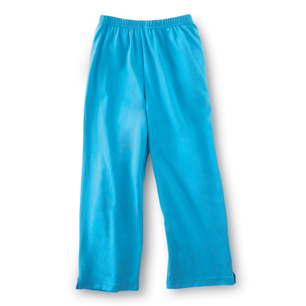 Women's Elastic Waist Comfortable Cropped Capri Pants, Turquoise, XXX Large