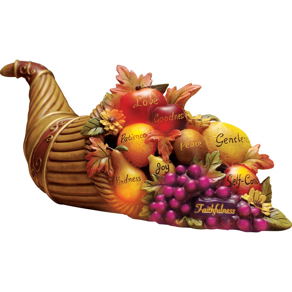 Color-Changing Cornucopia Centerpiece with Inspirational Words, Light-Up Thanksgiving Table Centerpiece