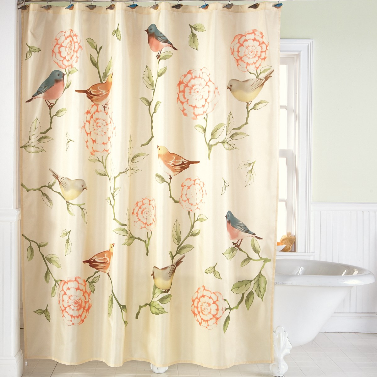 Birds and Blooms Floral Shower Curtain Collections Etc.