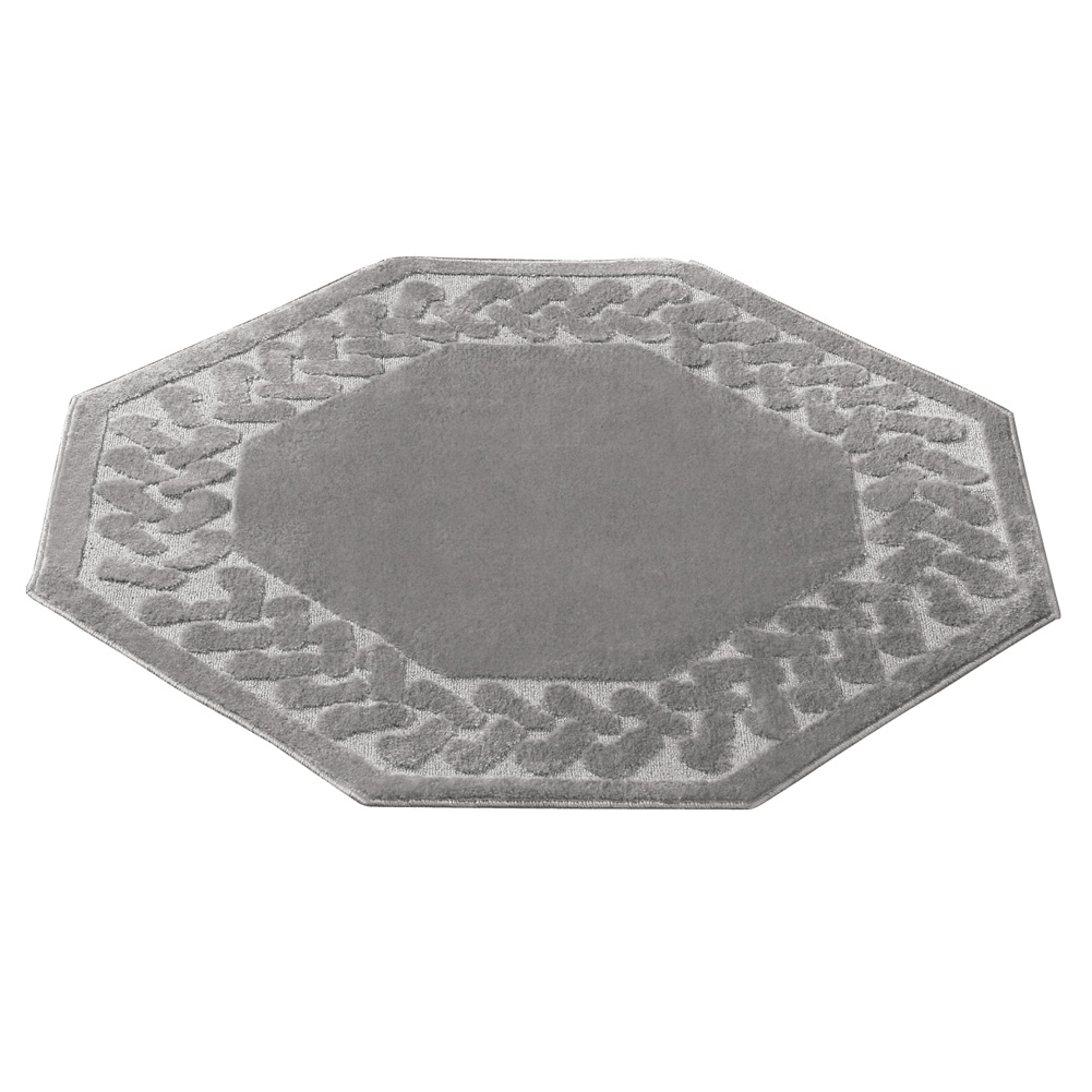 Herringbone Carpeted Runner Rug, Solid-Colored with Plush Decorative Trim Accents and Skid-Resistant Backing for Long Hallway, Grey, 4