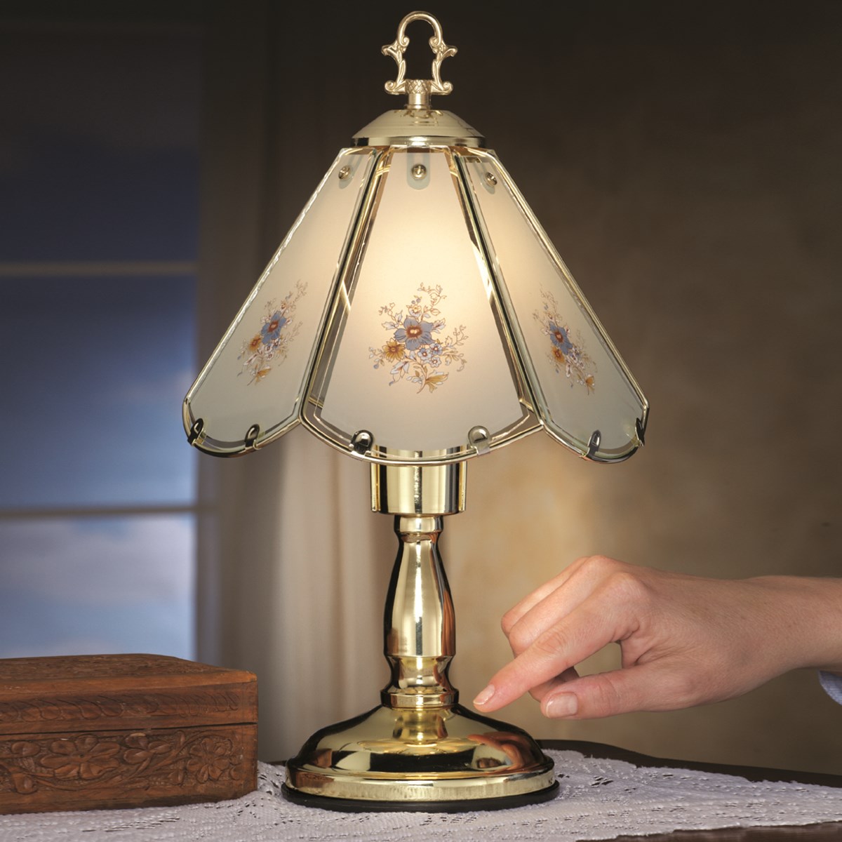 Floral Glass Table Touch Lamp Collections Etc.