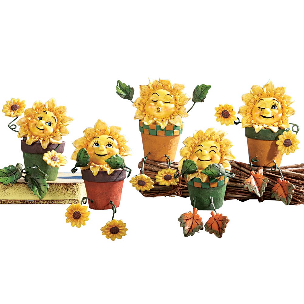 Collectible Sunflower Shelf Sitters - Set of 5 Yellow