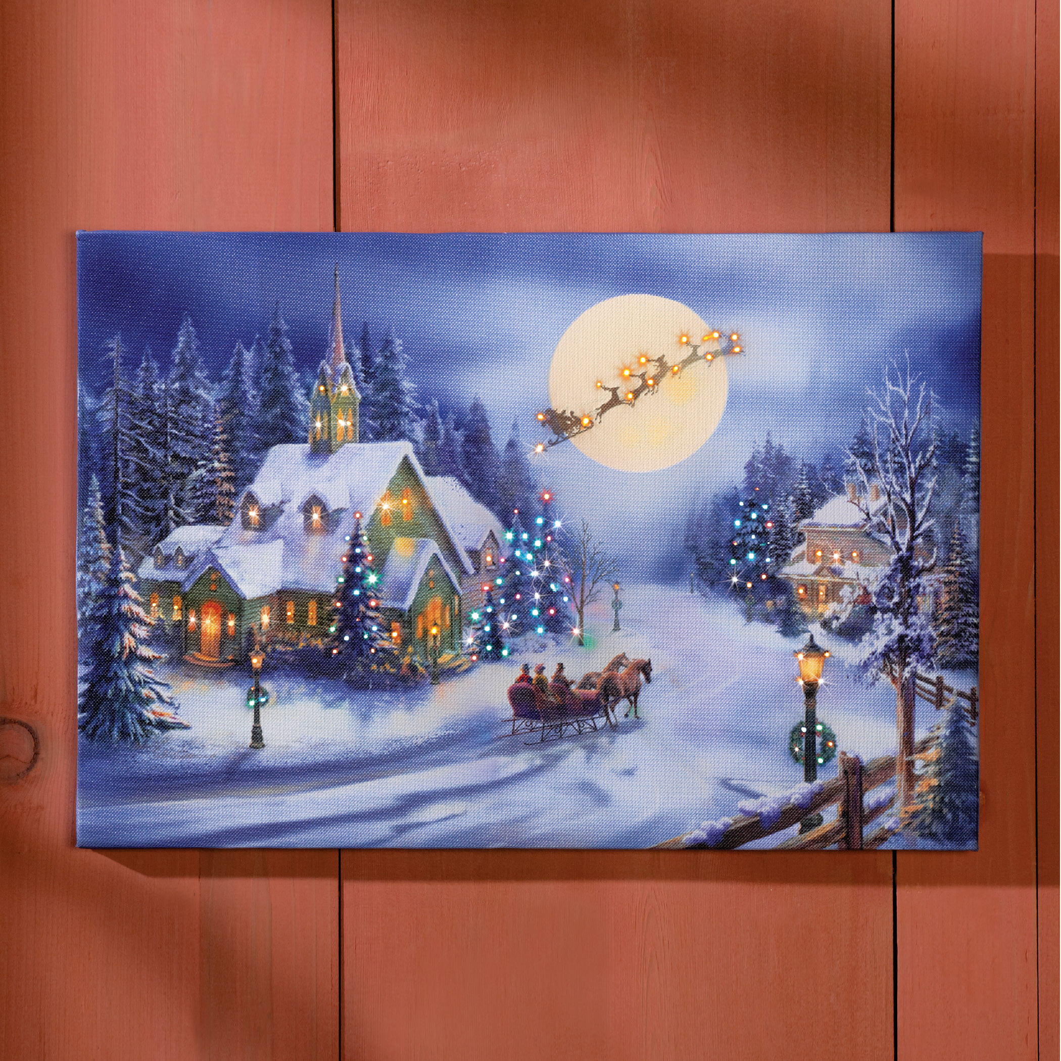 Holiday Village Lighted Wall Canvas Decoration