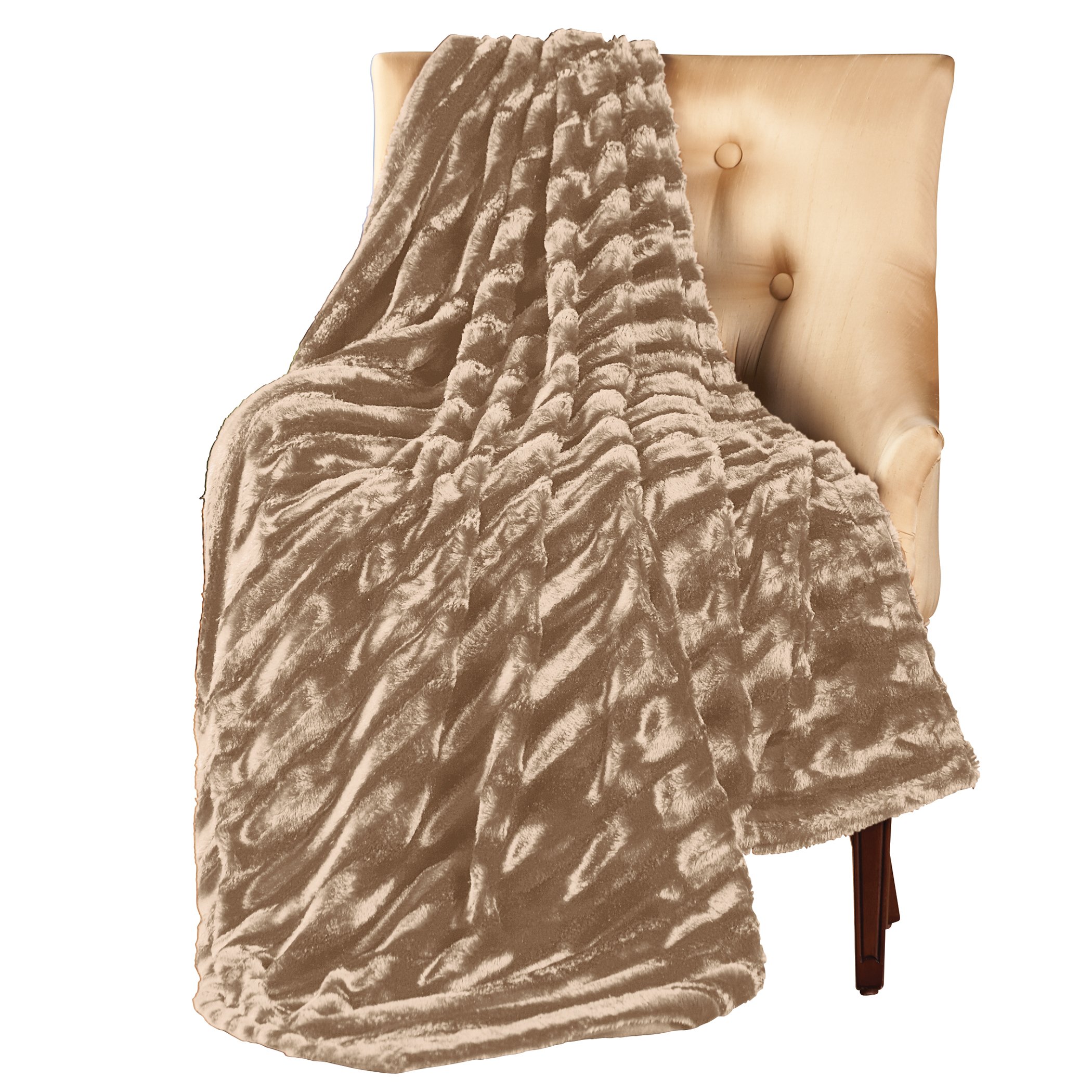 Striped Faux Mink Fur Throw Blanket Standard Black