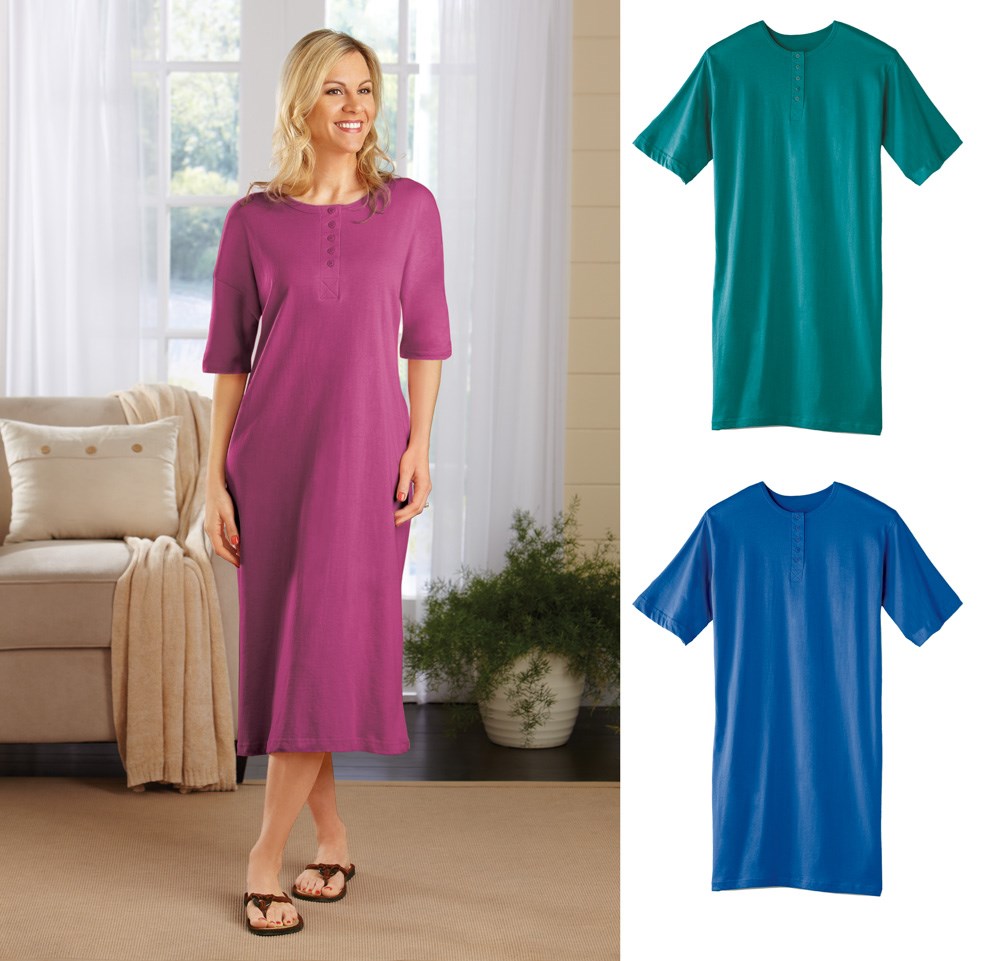Jewel Toned Cotton Henley Nightshirt Collections Etc.