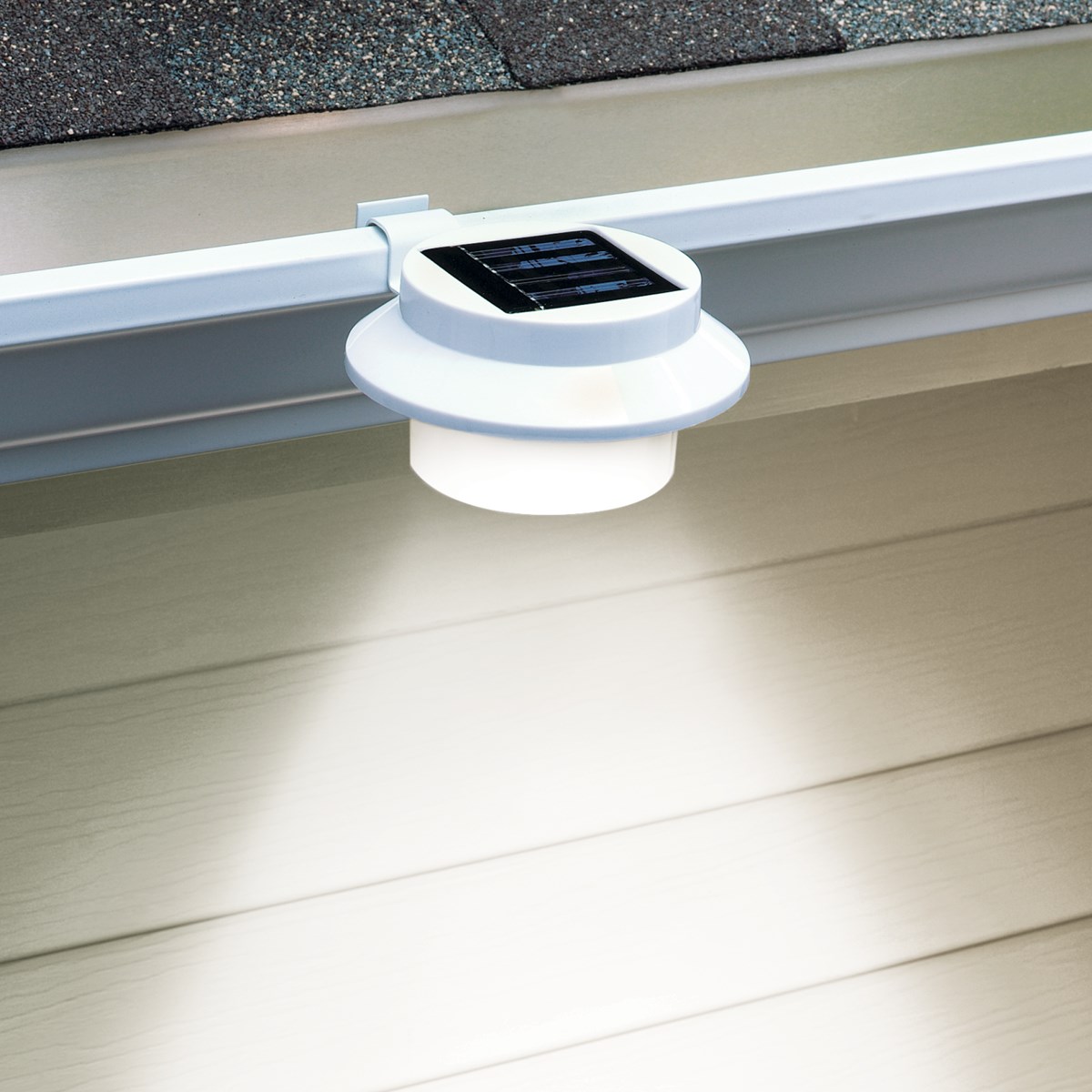 White Clipon Gutter Solar Security Light Collections Etc.