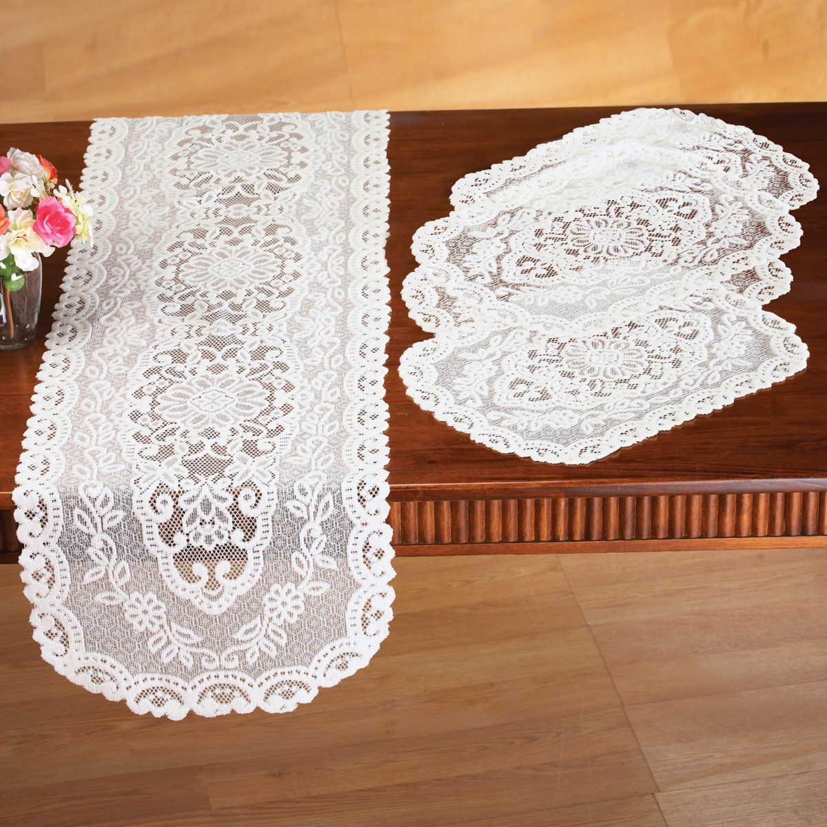 Kitchen Table Lace Runner & Placemats 5 pc Collections Etc.