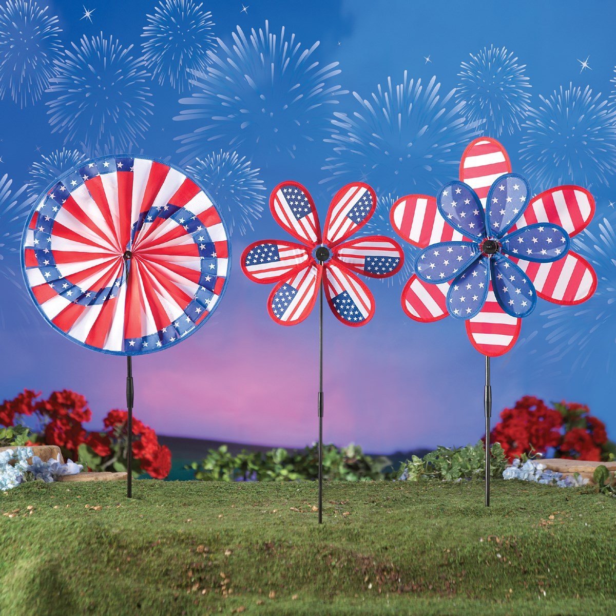 Patriotic Americana Wind Spinners Set of 3 Collections Etc.