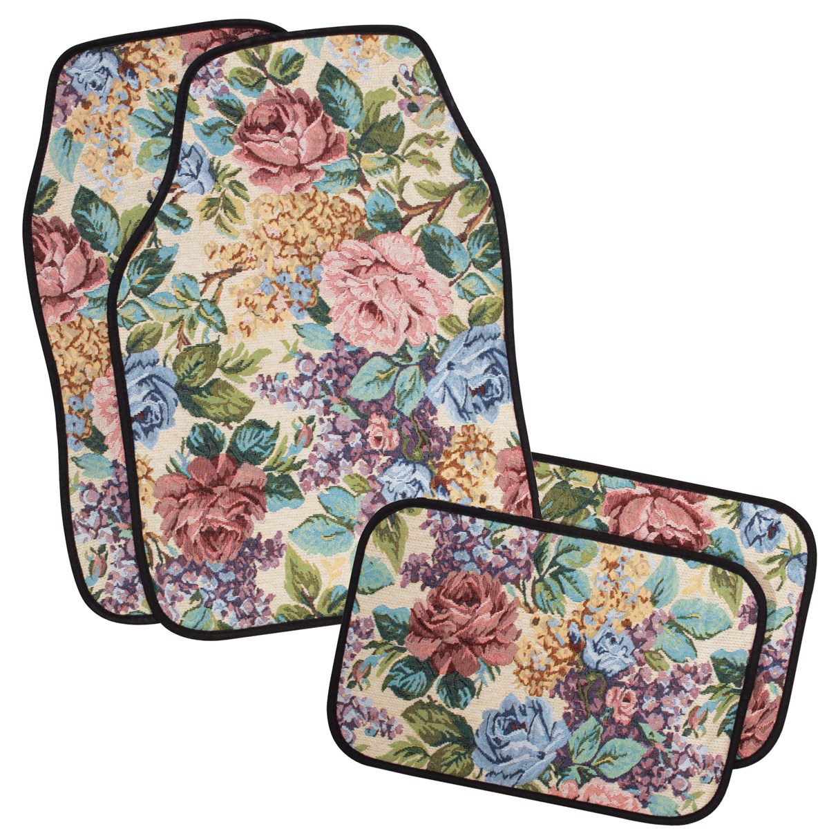 Floral Front & Rear Car Floor Mats Set of 4 Collections Etc.
