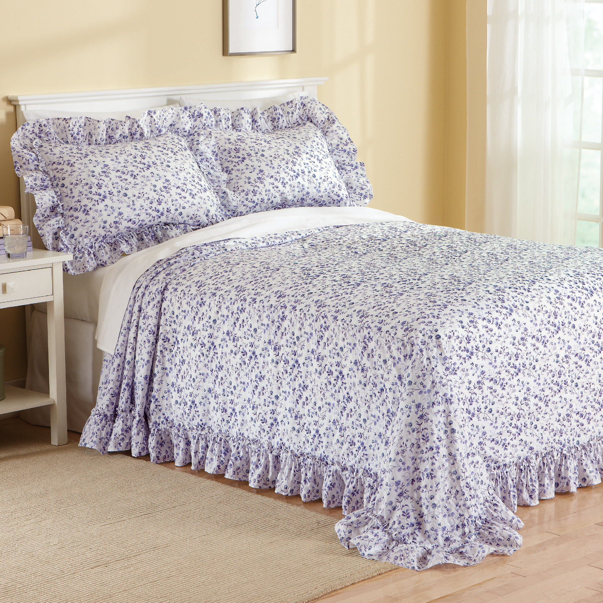 Floral Plisse Ruffle Bedspread Collections Etc