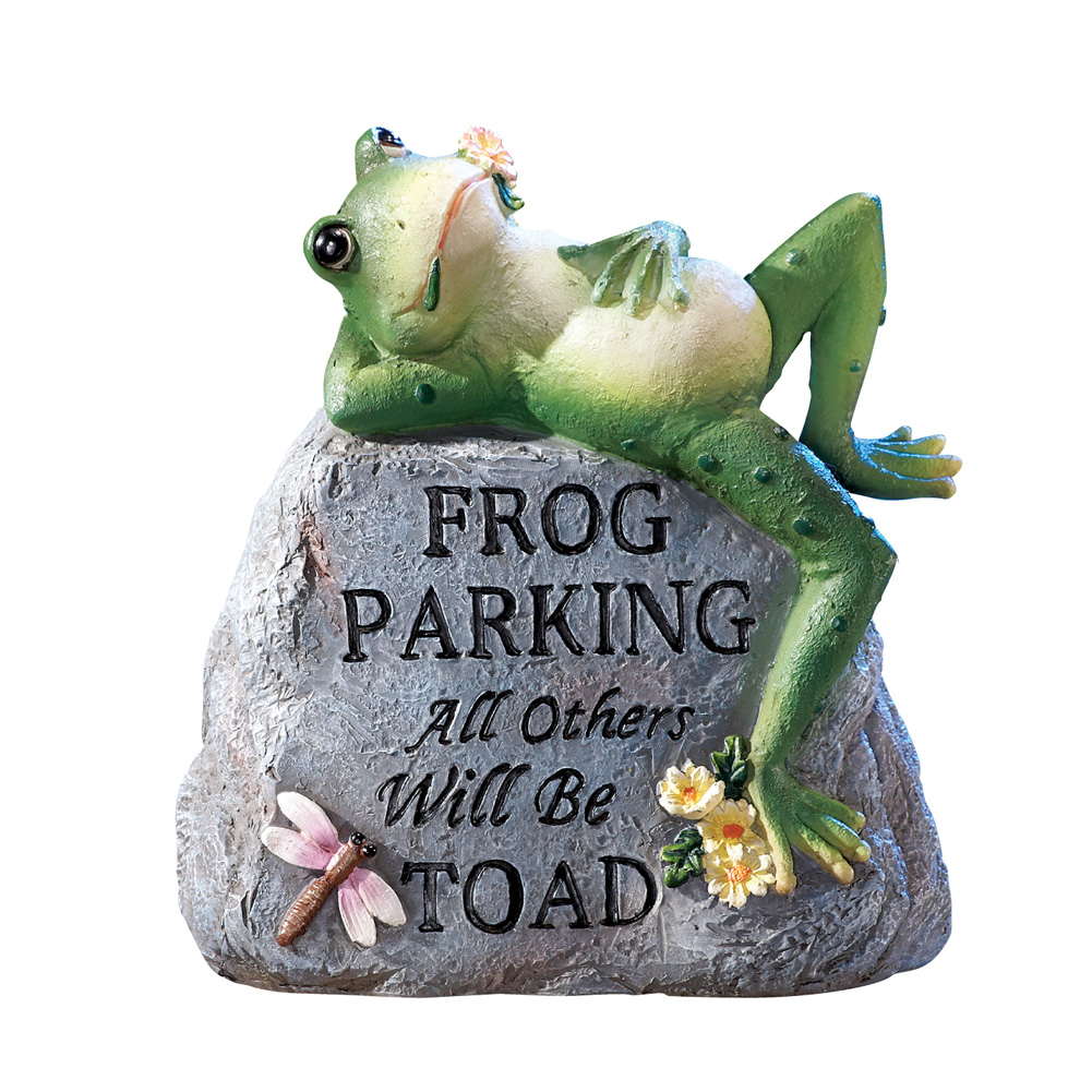 Frog Parking Garden Stone Decoration 8.25 X 4 X 8.75