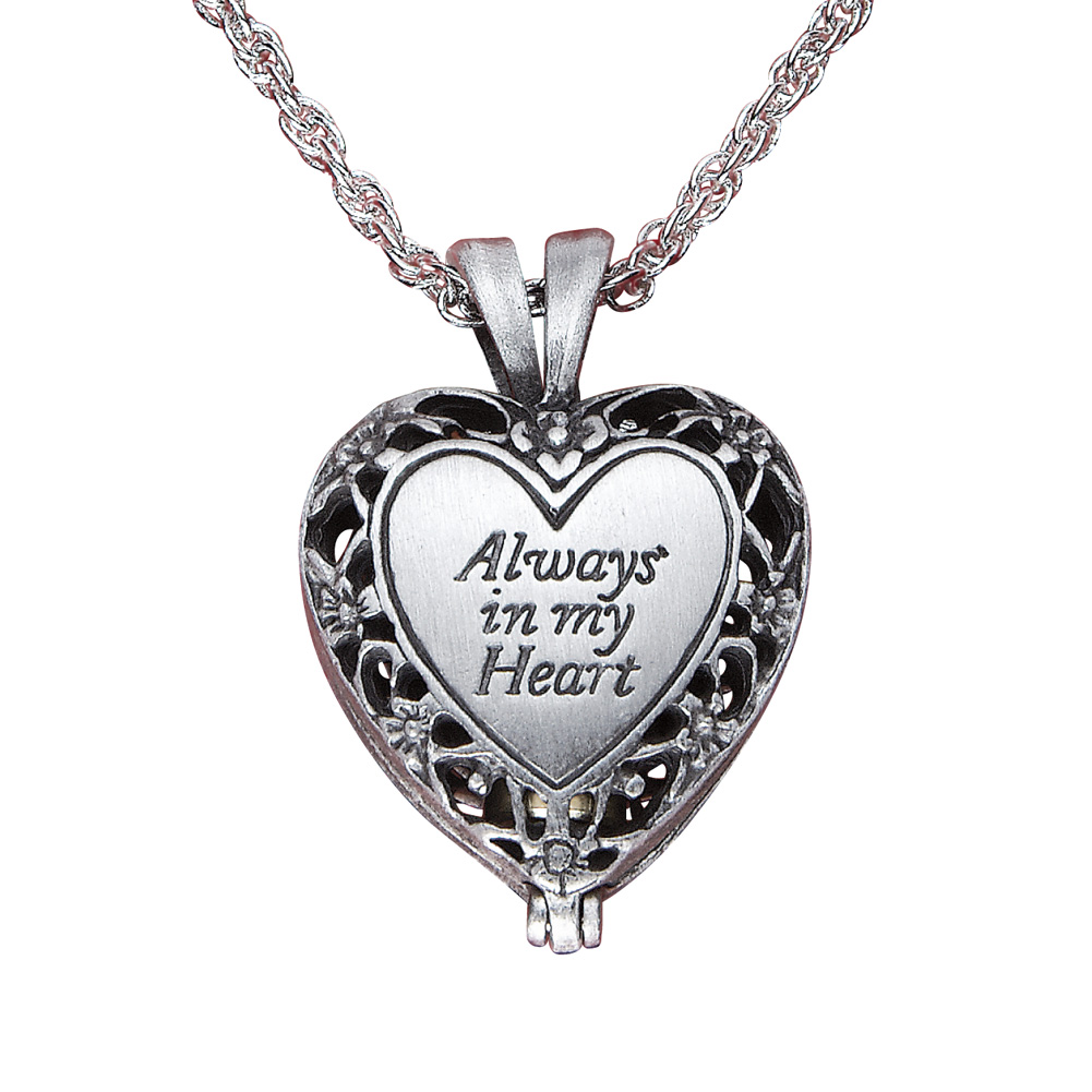 Heart Locket Necklace with Brass Urn Silver