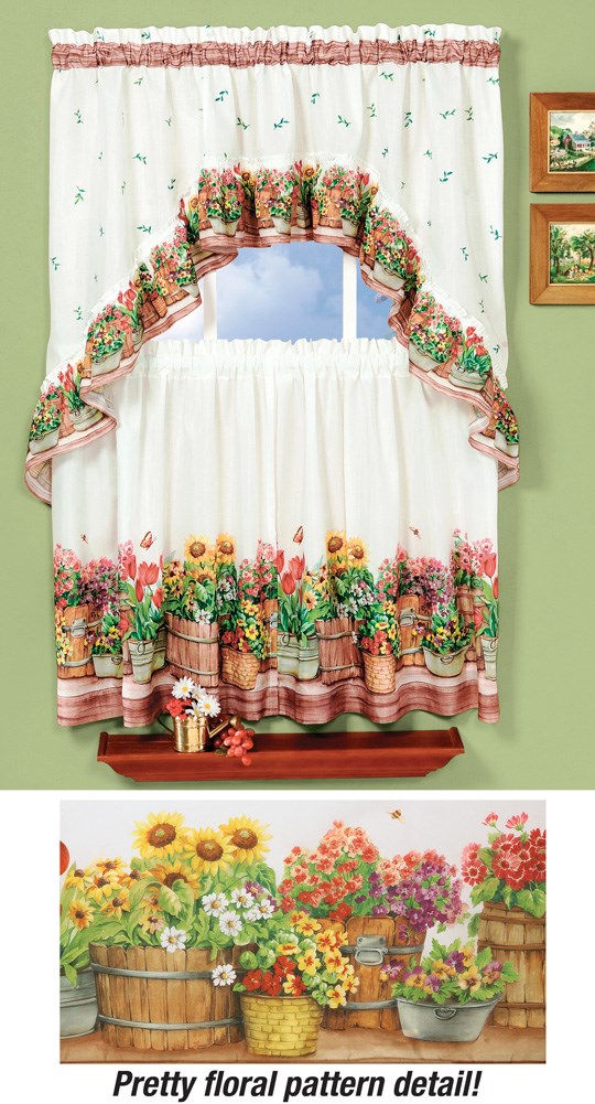 Floral Country Garden Cafe Curtain Set Collections Etc.