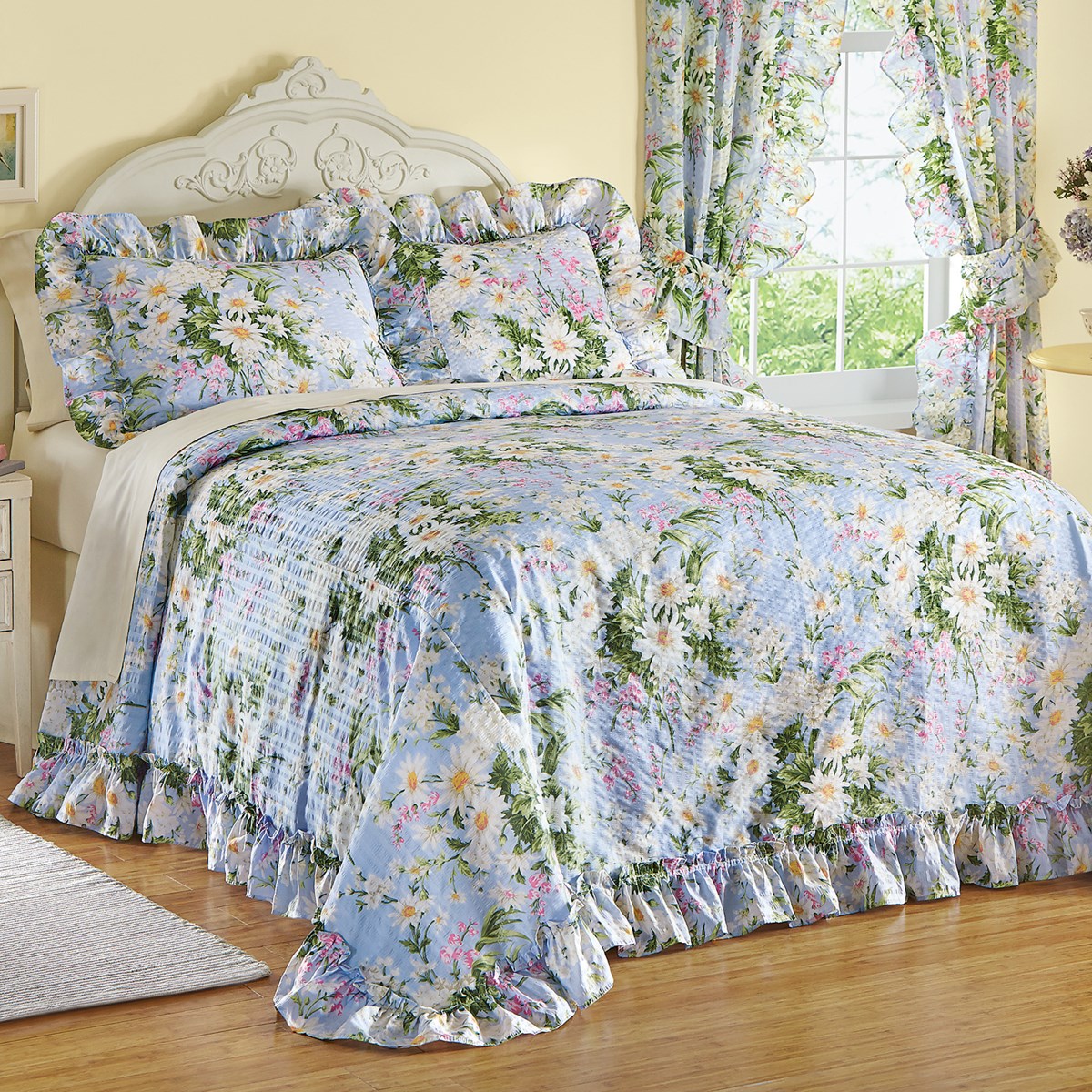 Daisy Meadow Ruffle Plisse Bedspread Collections Etc.