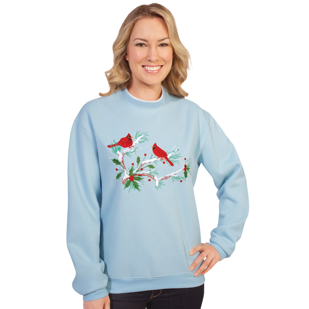 Embroidered Winter Cardinal Sweatshirt Collections Etc.