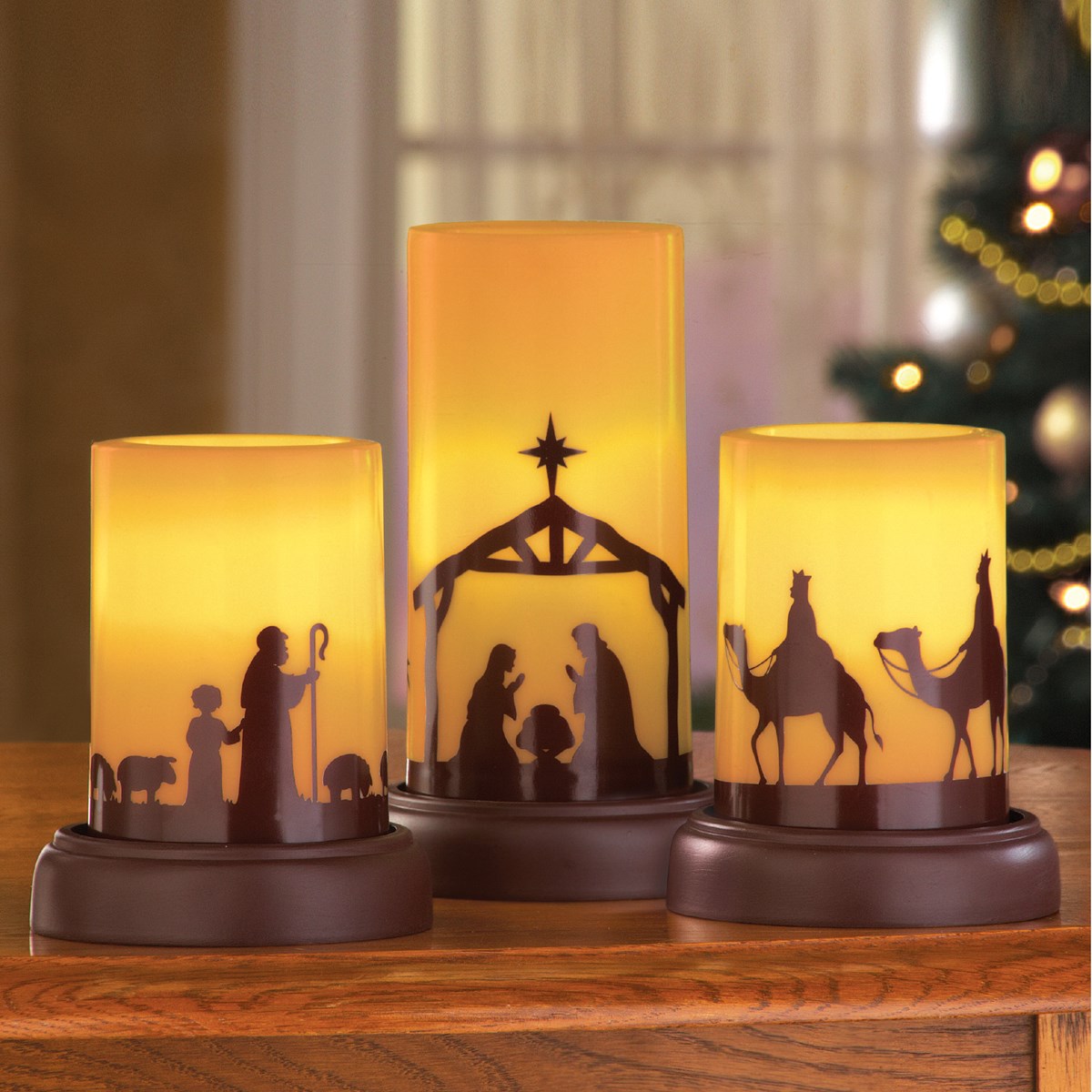 LED Flameless Nativity Candles Set of 3 Collections Etc.