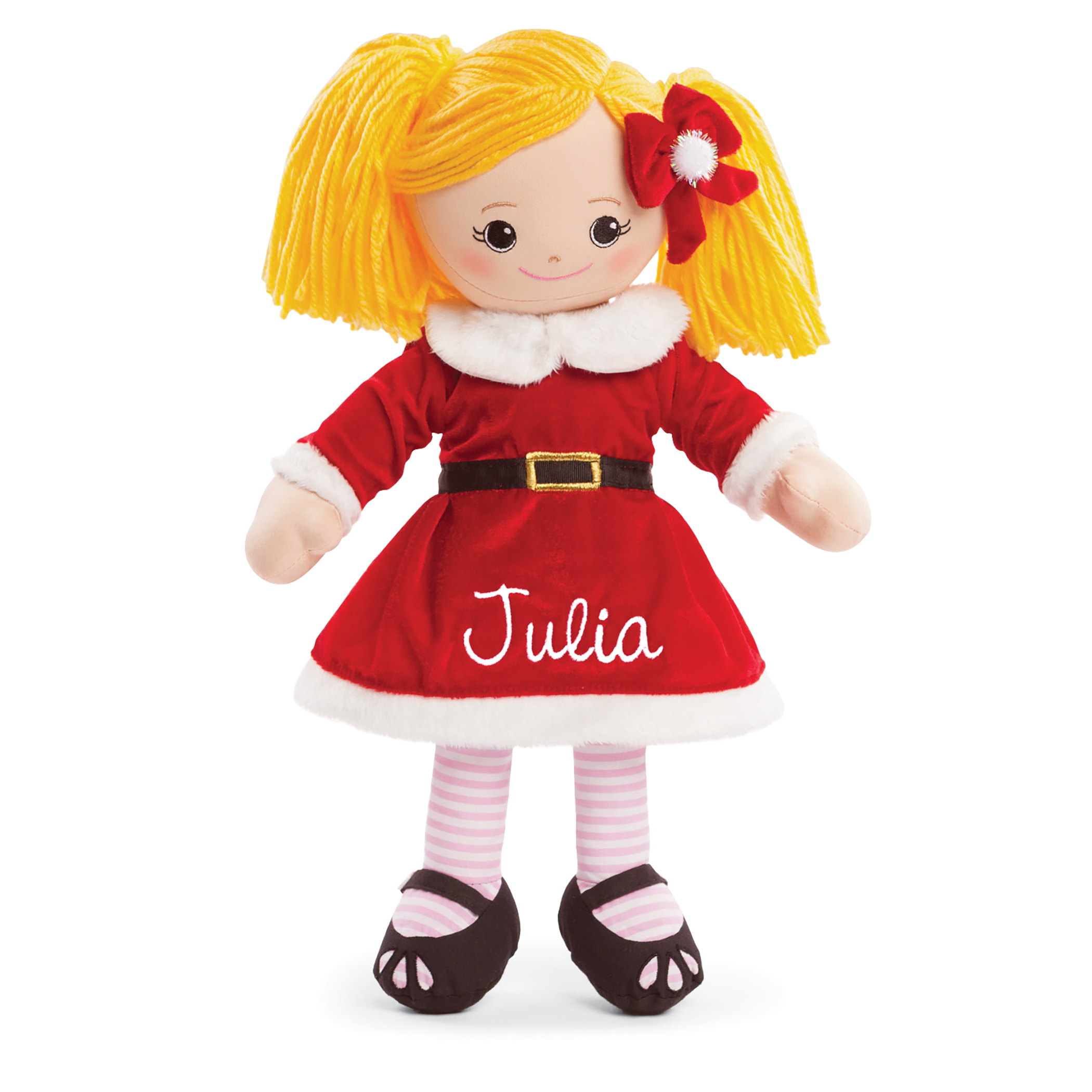 Personalized Blonde Santa-Themed Plush Doll
