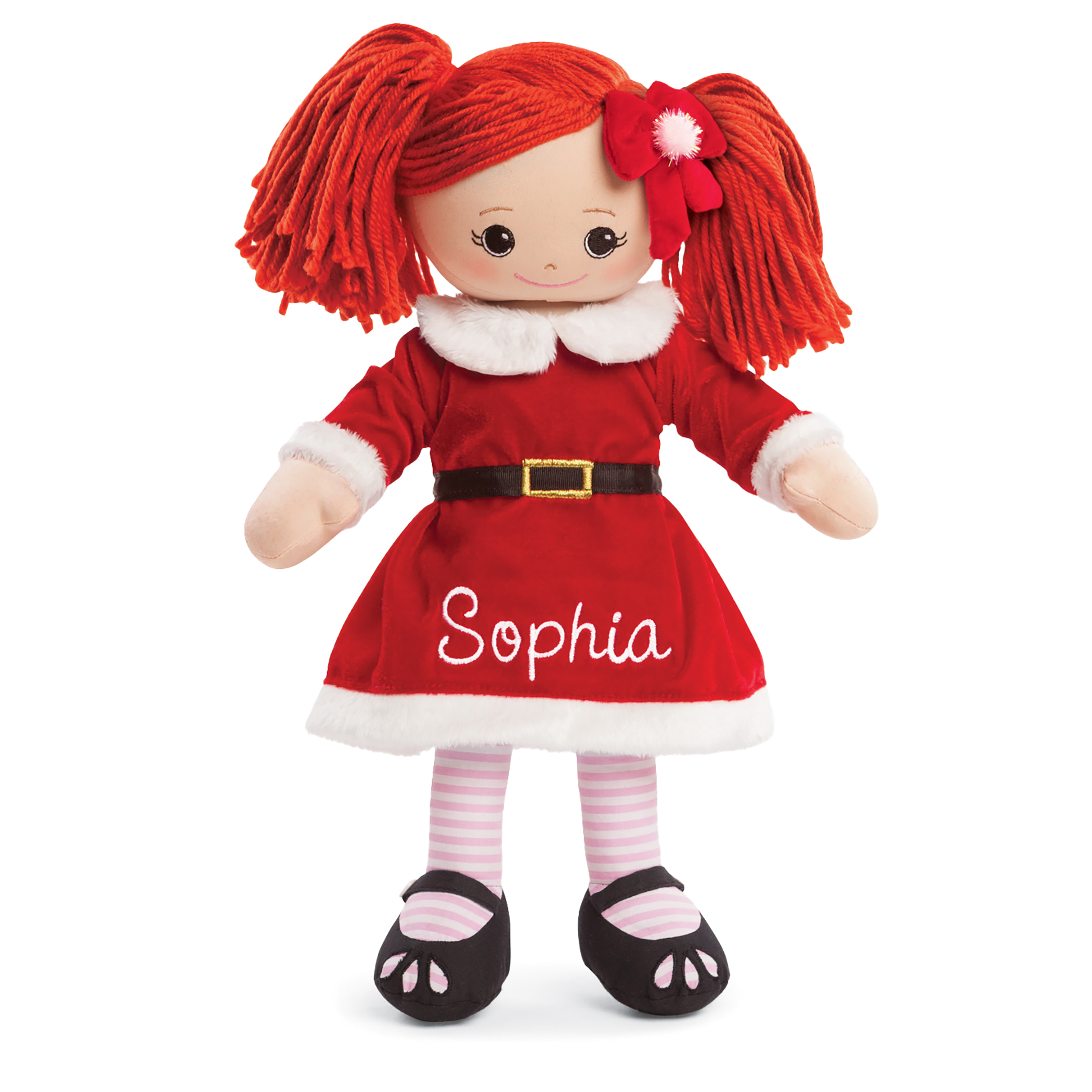 Personalized Red Hair Santa-Themed Plush Doll