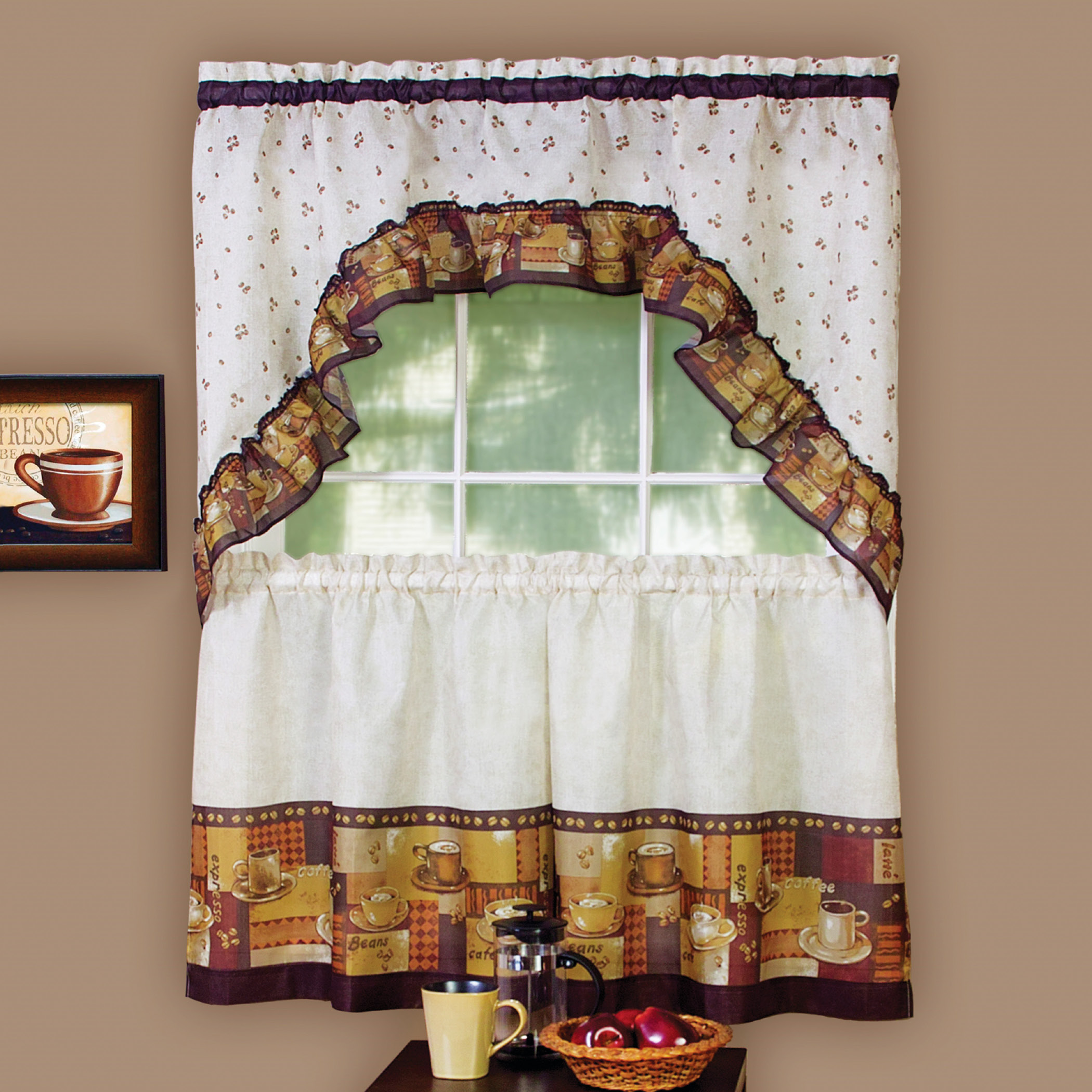 Coffee Lovers Cafe Curtain And Rug Set Collections Etc