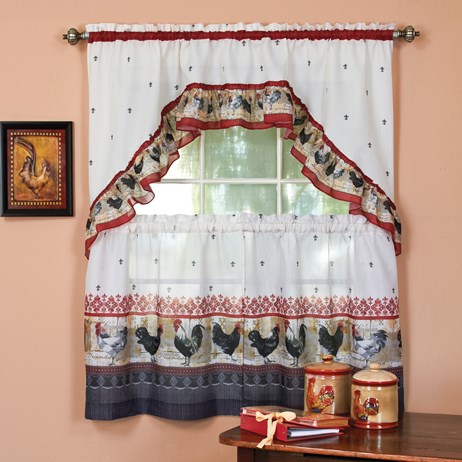 French Country Rooster Cafe Curtain And Rug Set Collections Etc French Country Rooster Cafe Curtain And, French Cafe Curtains