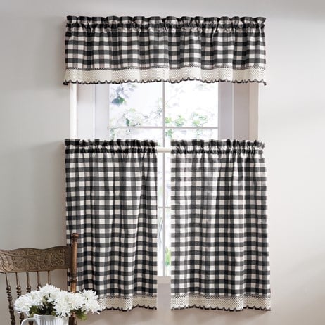 Buffalo Check Country Style Cafe Curtain Collections Etc Country Style Cafe Curtain, Country Style Kitchen Curtains