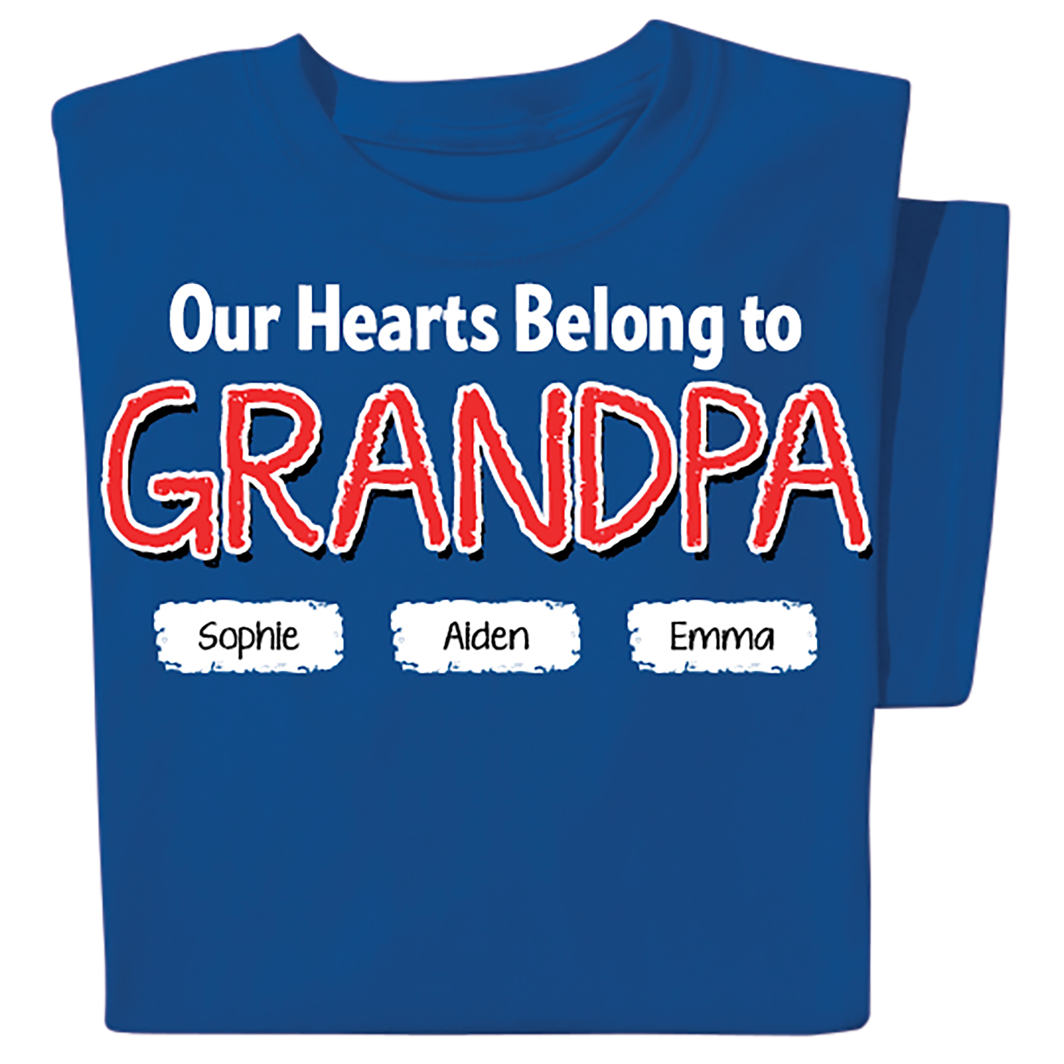 Our Hearts Belong to Grandpa Personalized T-shirt 2XL Royal Blue