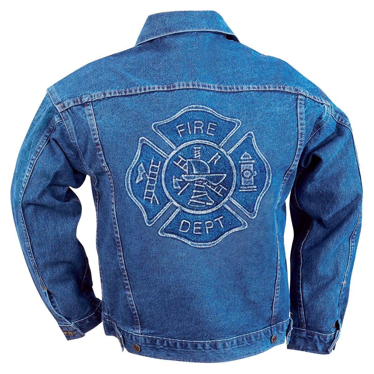 Embroidered Firefighter Fire Department Emblem Denim Jacket