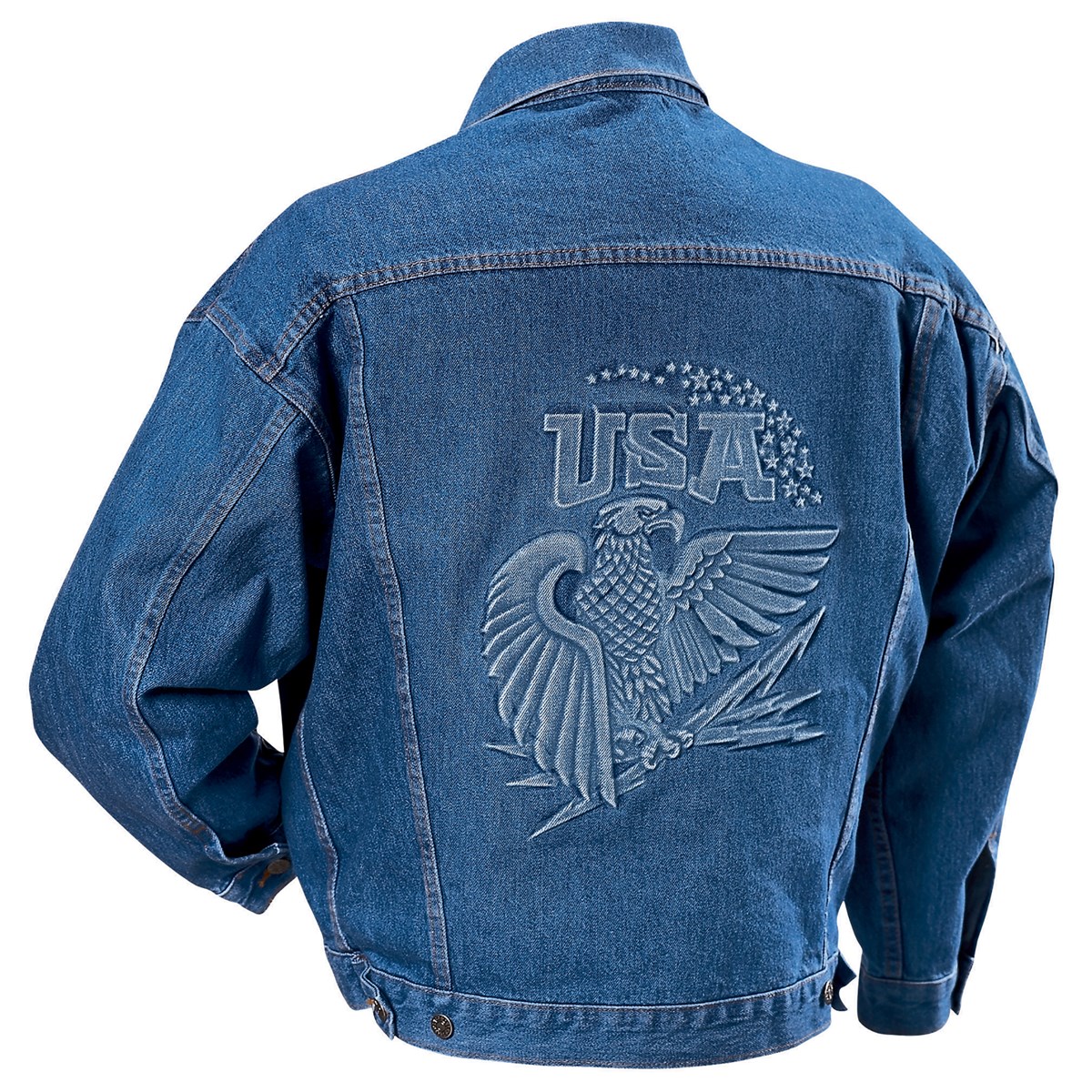 Embossed USA Eagle ButtonFront Denim Jacket Collections Etc.