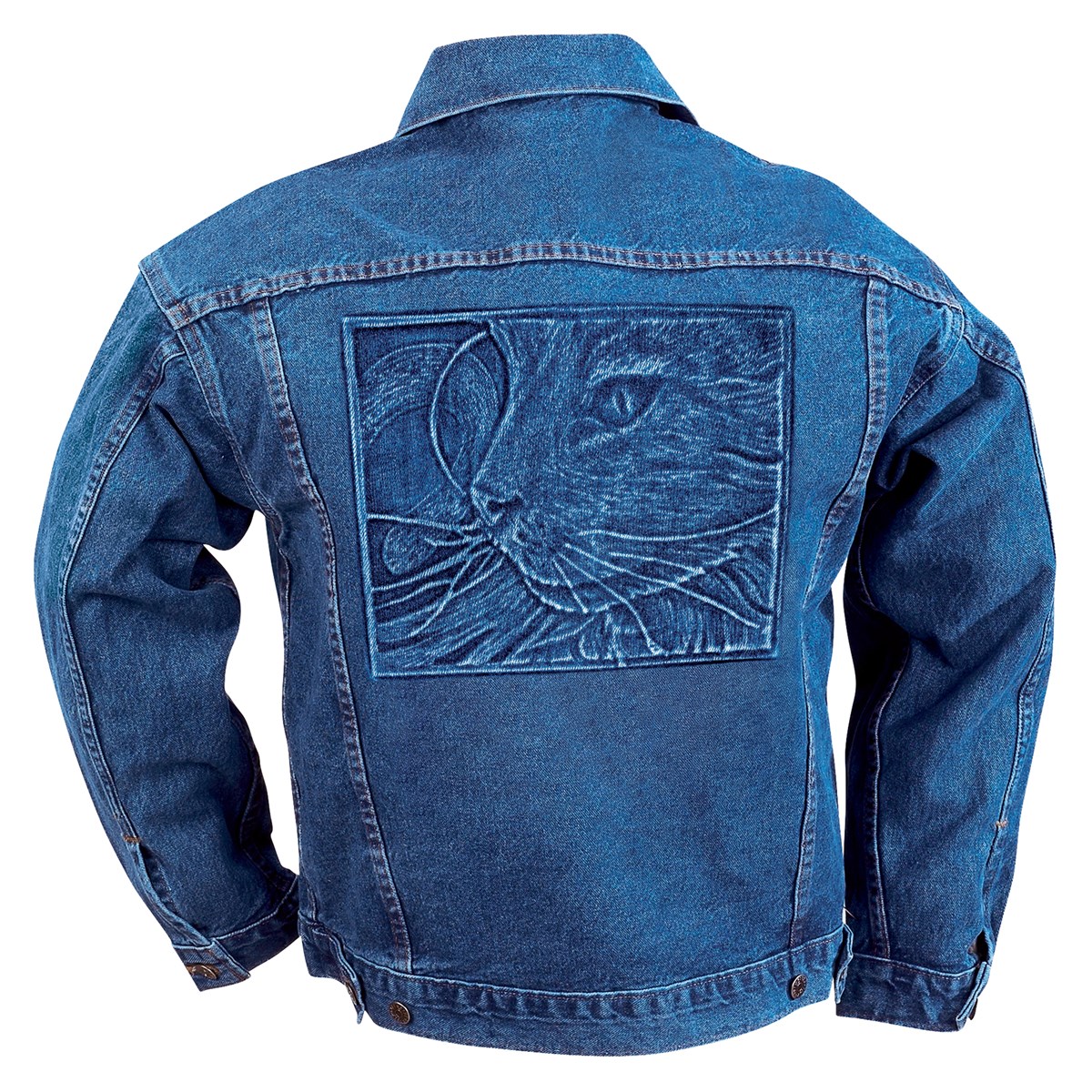 Embossed Cat Face ButtonFront Cotton DenimColored Jacket
