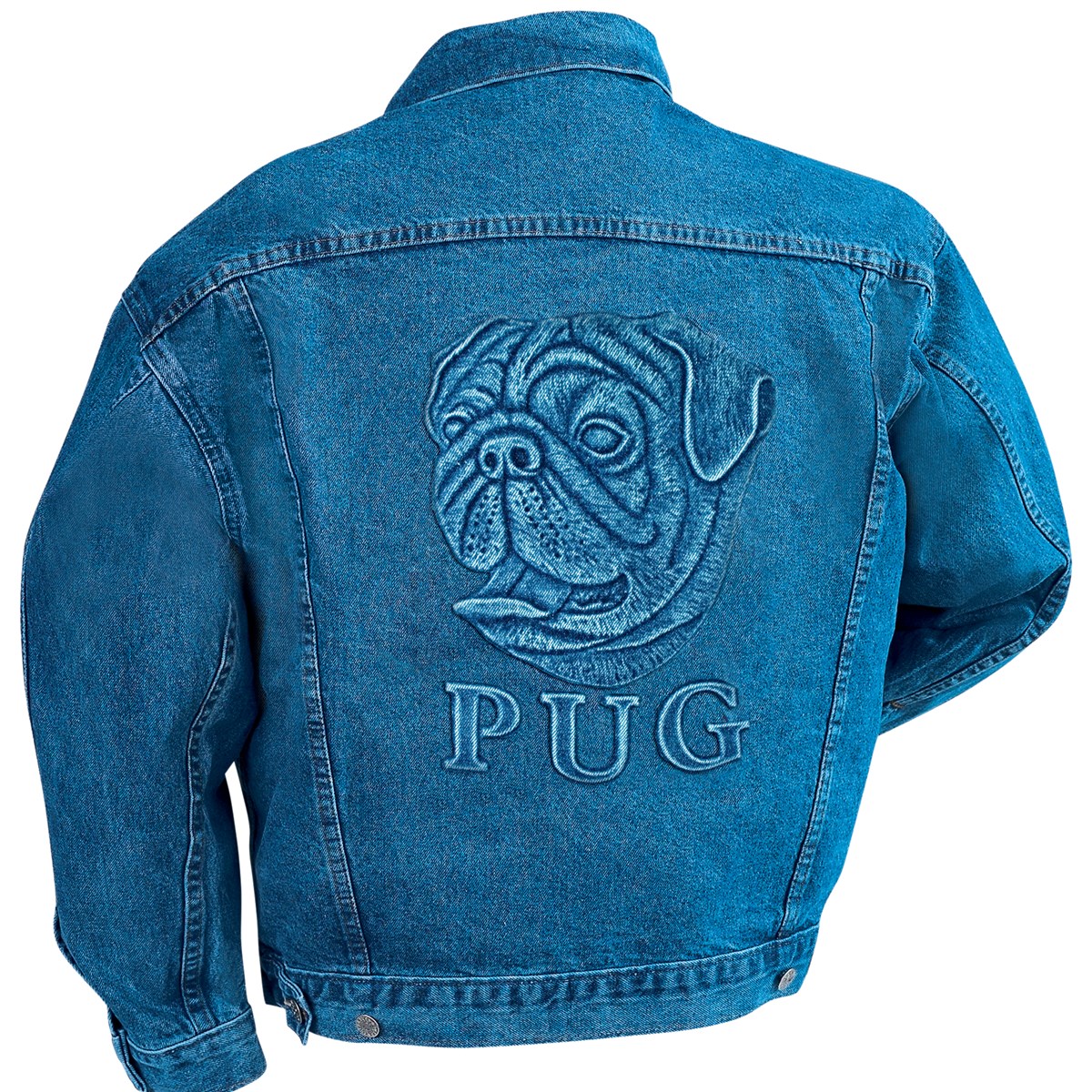 ButtonFront Embossed Pug Cotton Denim Jacket Collections Etc.