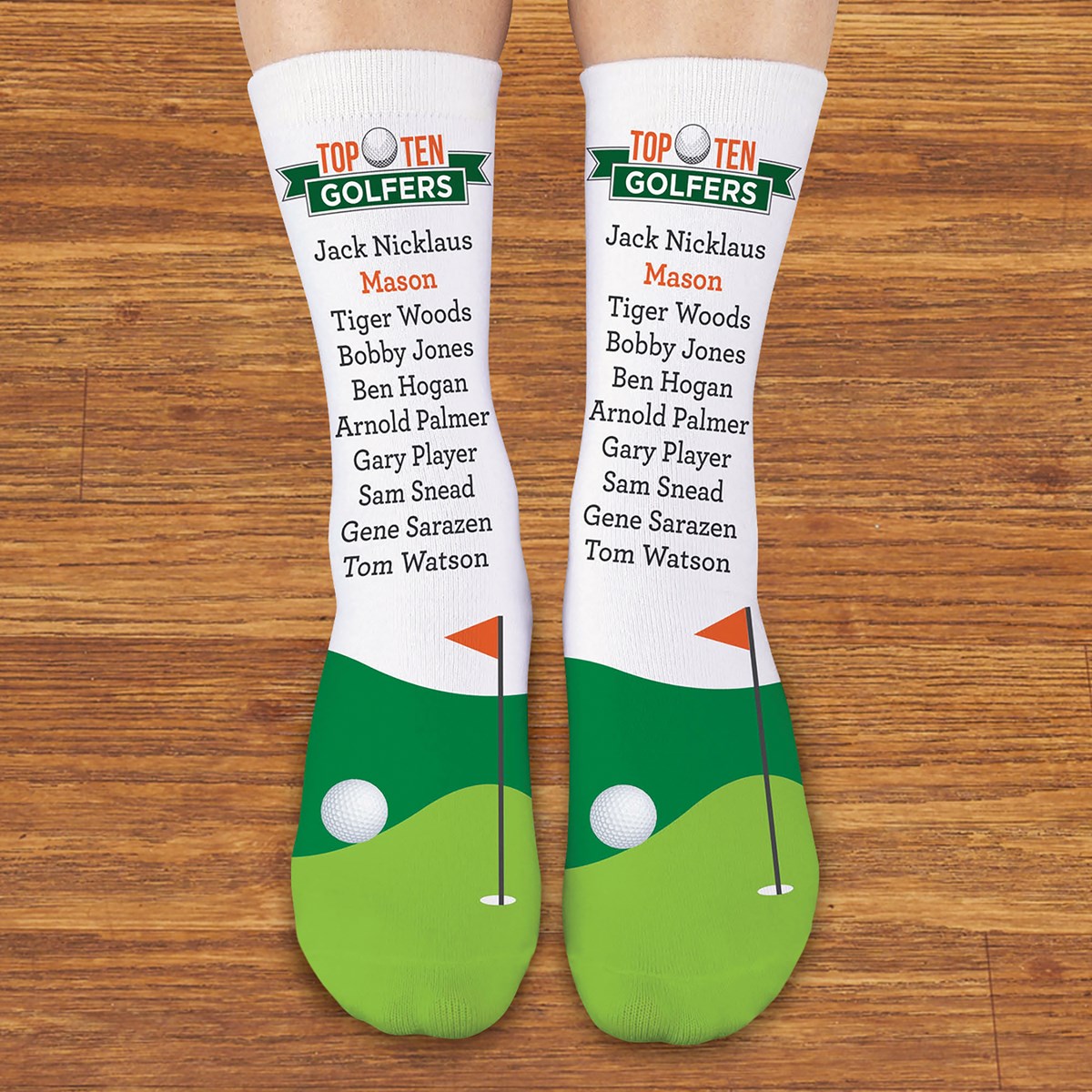 Personalized Top 10 Golfers Novelty Crew Socks Collections Etc.